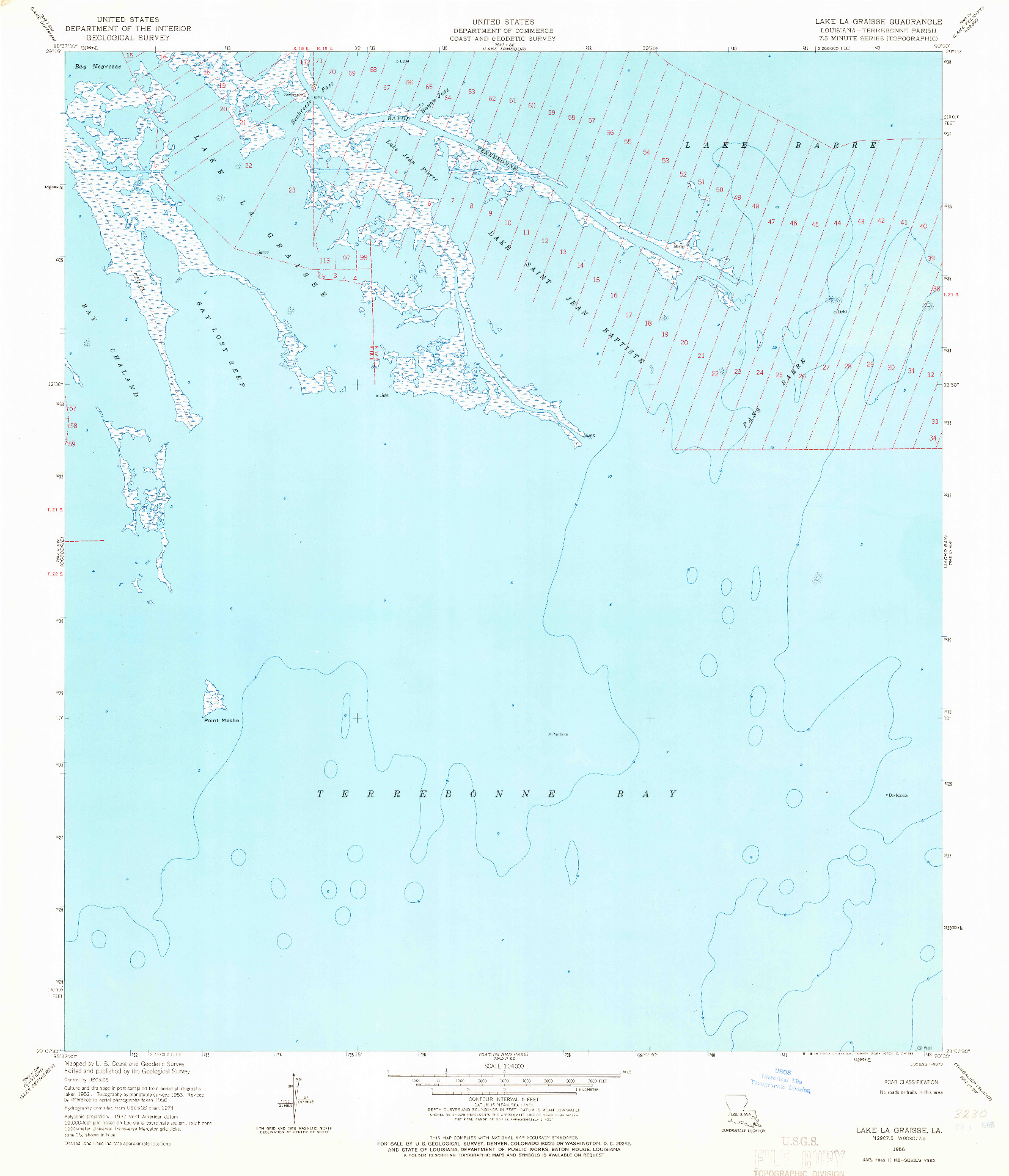 USGS 1:24000-SCALE QUADRANGLE FOR LAKE LA GRAISSE, LA 1956