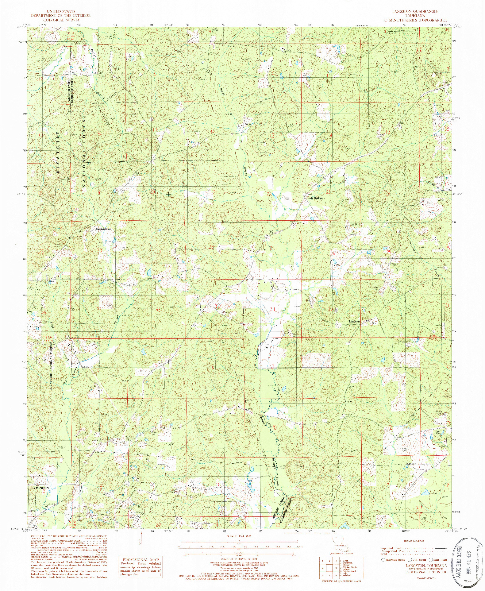 USGS 1:24000-SCALE QUADRANGLE FOR LANGSTON, LA 1986