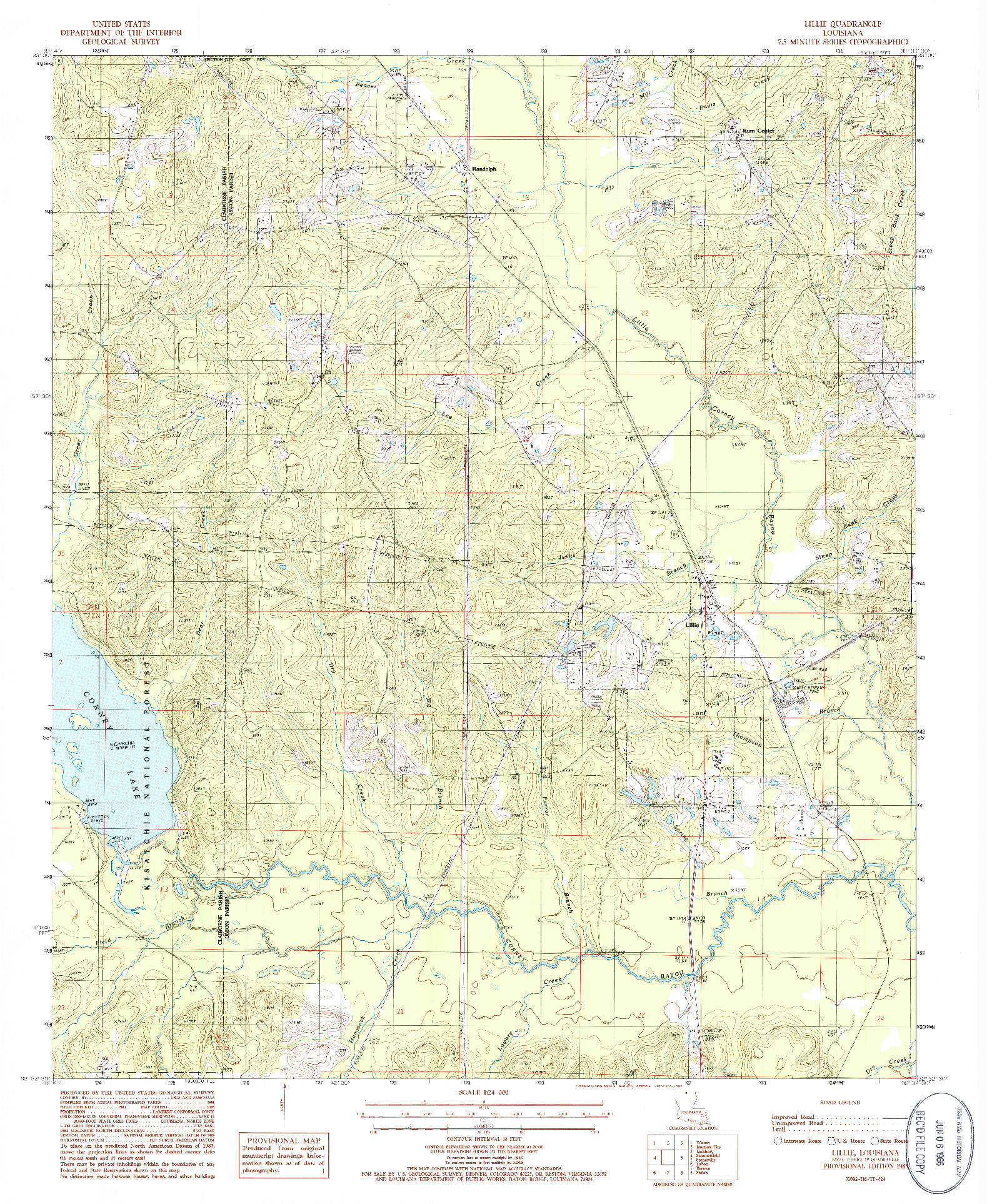 USGS 1:24000-SCALE QUADRANGLE FOR LILLIE, LA 1985