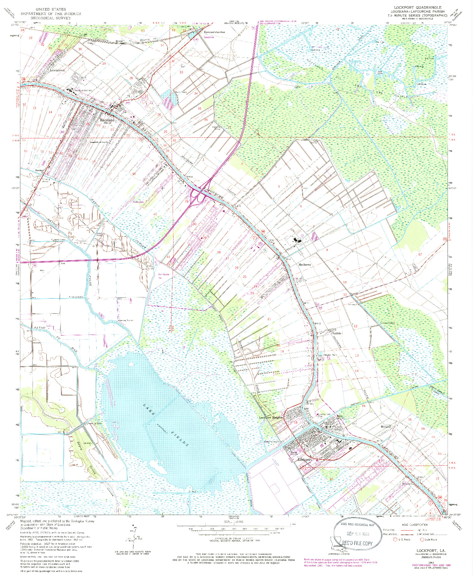 USGS 1:24000-SCALE QUADRANGLE FOR LOCKPORT, LA 1963