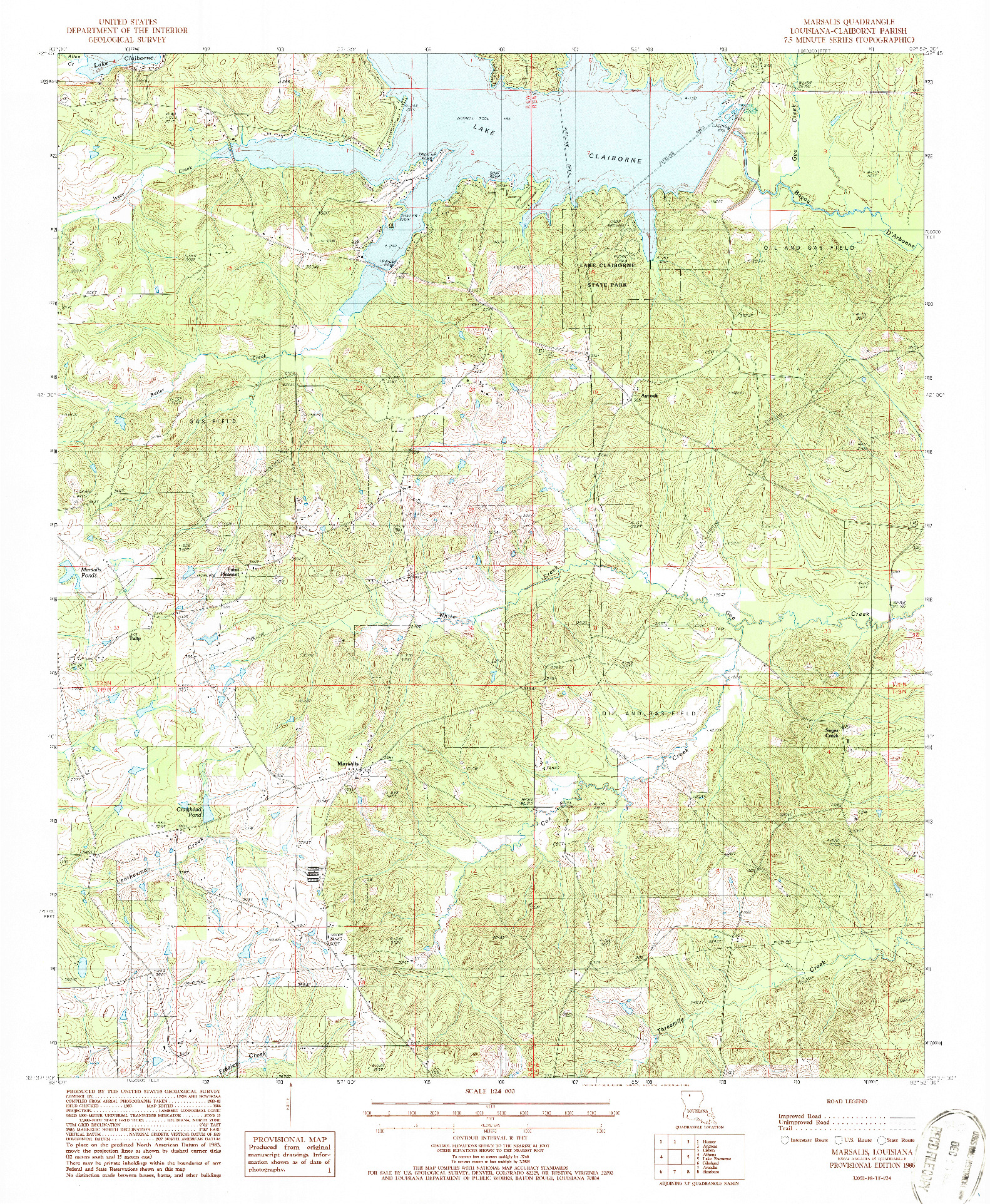 USGS 1:24000-SCALE QUADRANGLE FOR MARSALIS, LA 1986