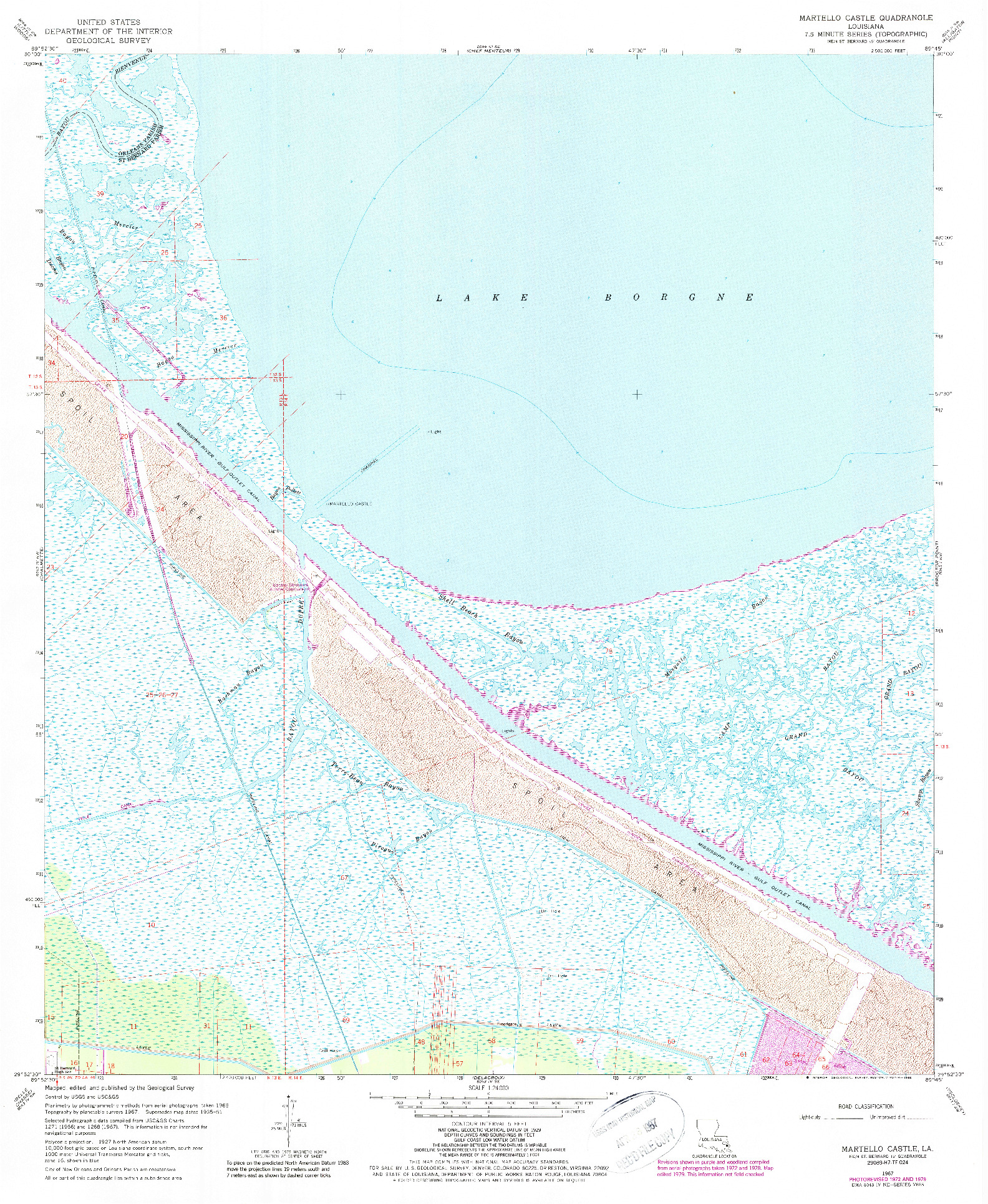 USGS 1:24000-SCALE QUADRANGLE FOR MARTELLO CASTLE, LA 1967