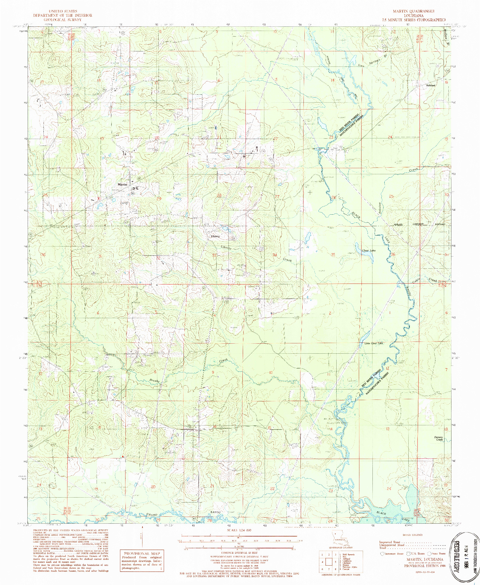 USGS 1:24000-SCALE QUADRANGLE FOR MARTIN, LA 1986