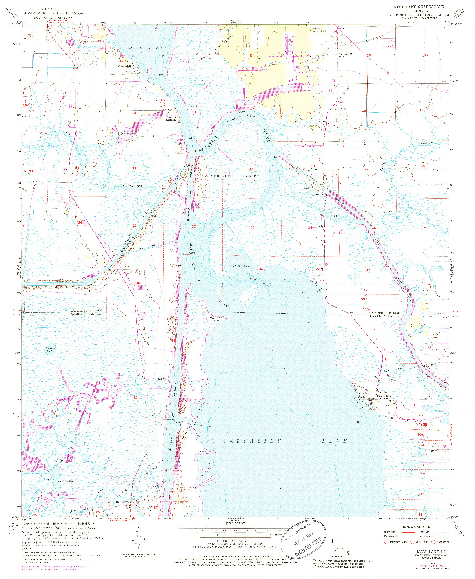 USGS 1:24000-SCALE QUADRANGLE FOR MOSS LAKE, LA 1955