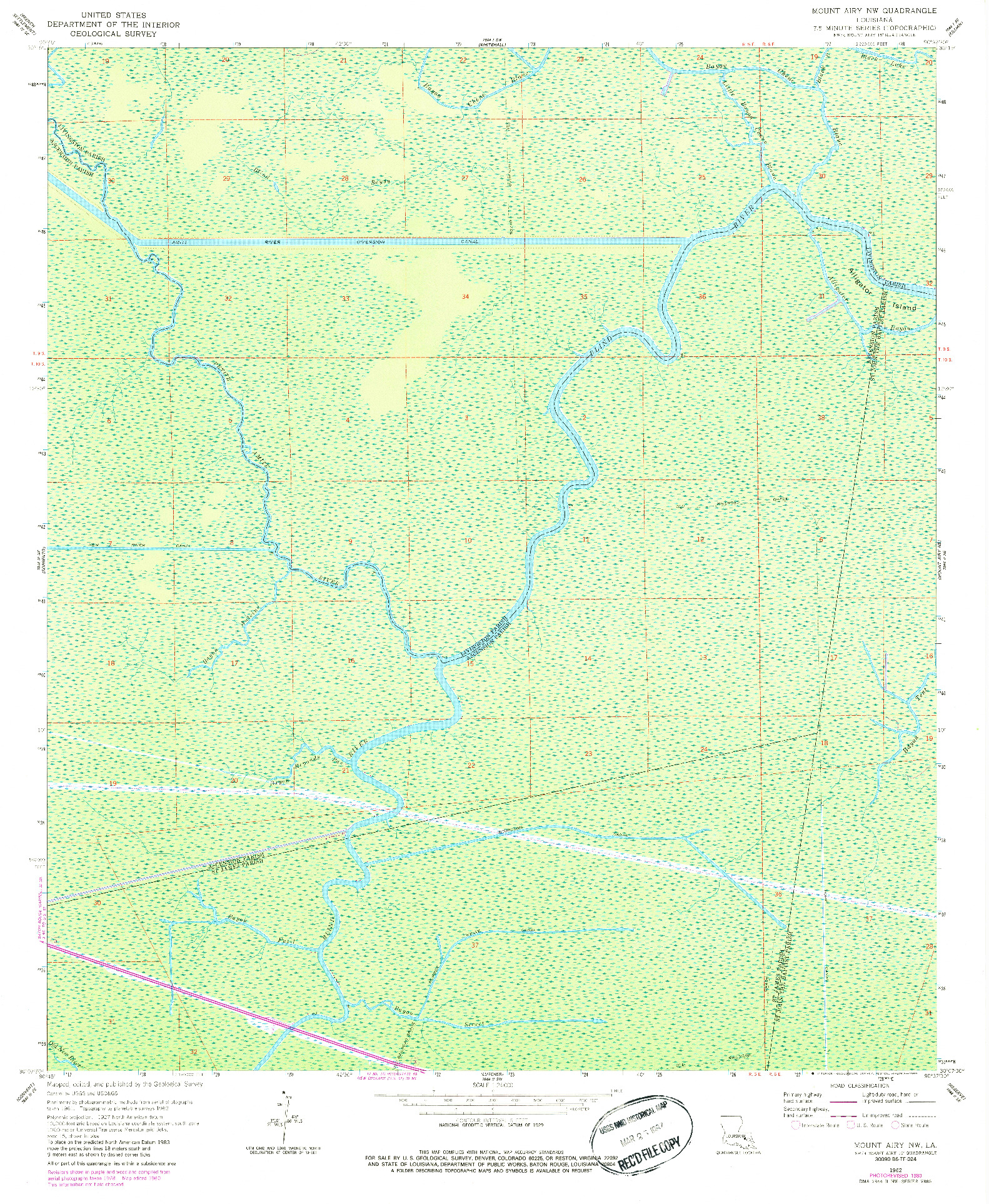 USGS 1:24000-SCALE QUADRANGLE FOR MOUNT AIRY NW, LA 1962