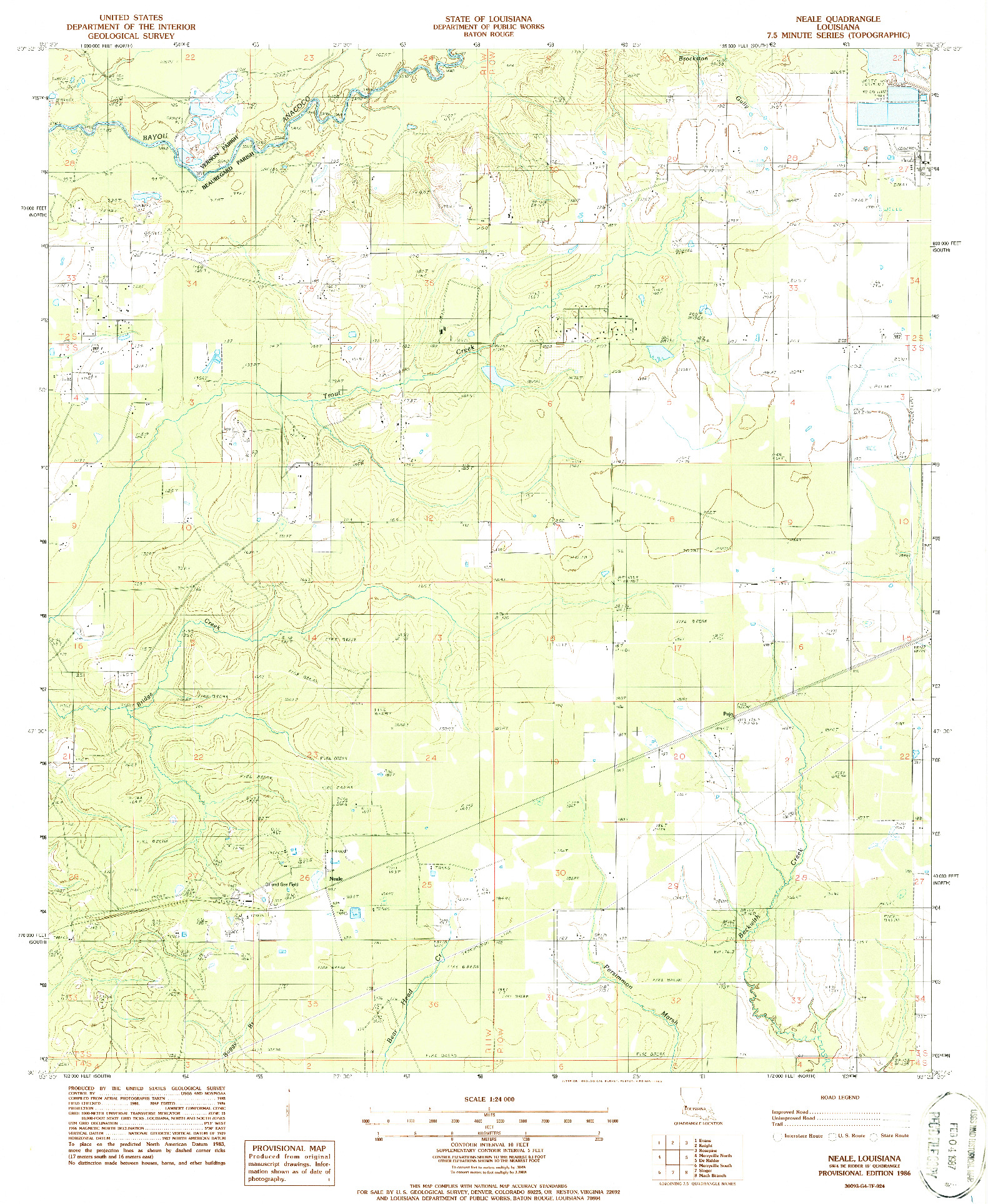 USGS 1:24000-SCALE QUADRANGLE FOR NEALE, LA 1986