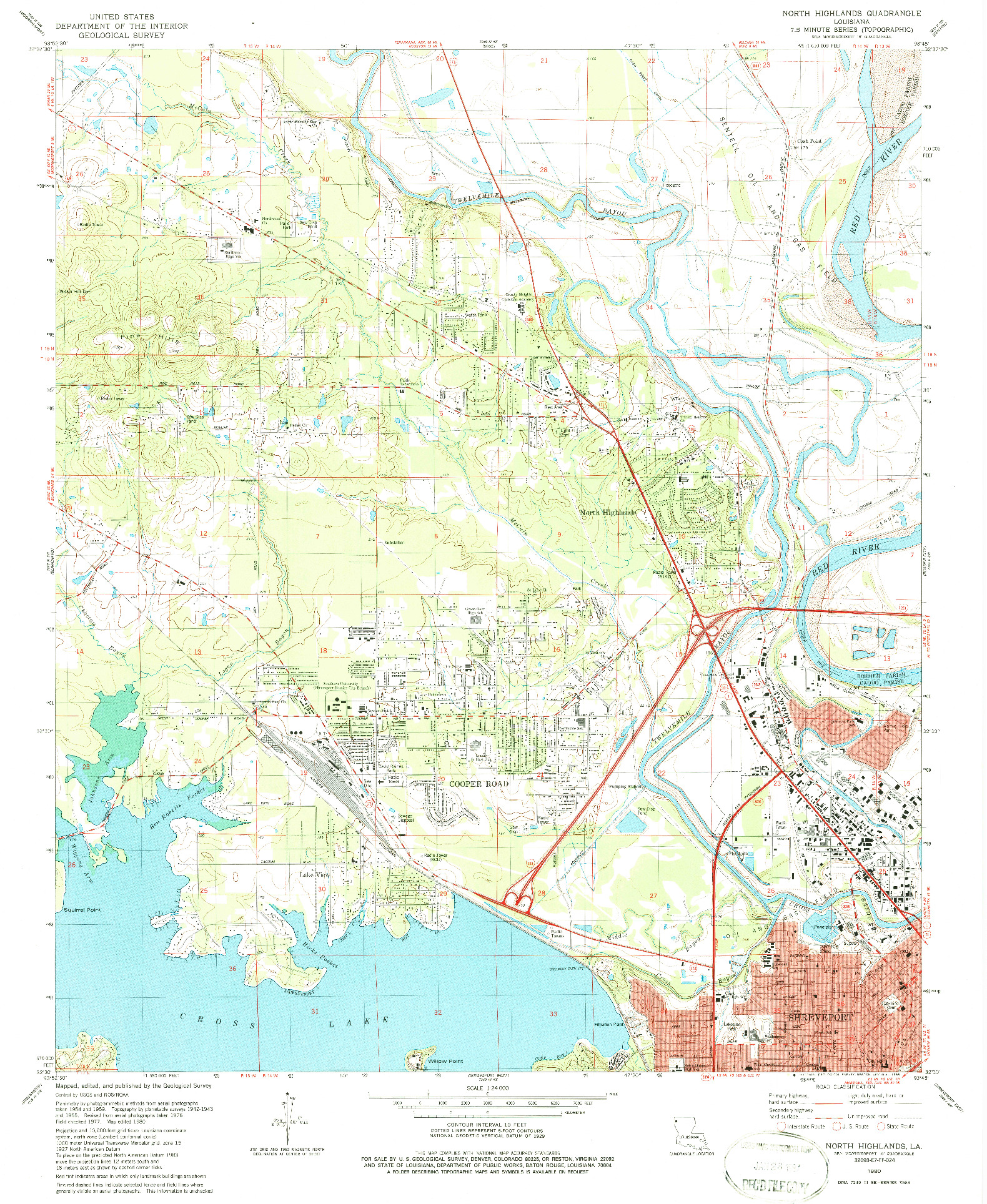 USGS 1:24000-SCALE QUADRANGLE FOR NORTH HIGHLANDS, LA 1980
