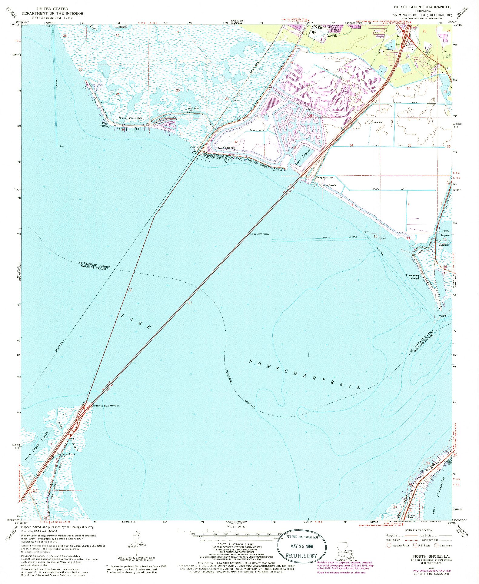 USGS 1:24000-SCALE QUADRANGLE FOR NORTH SHORE, LA 1967