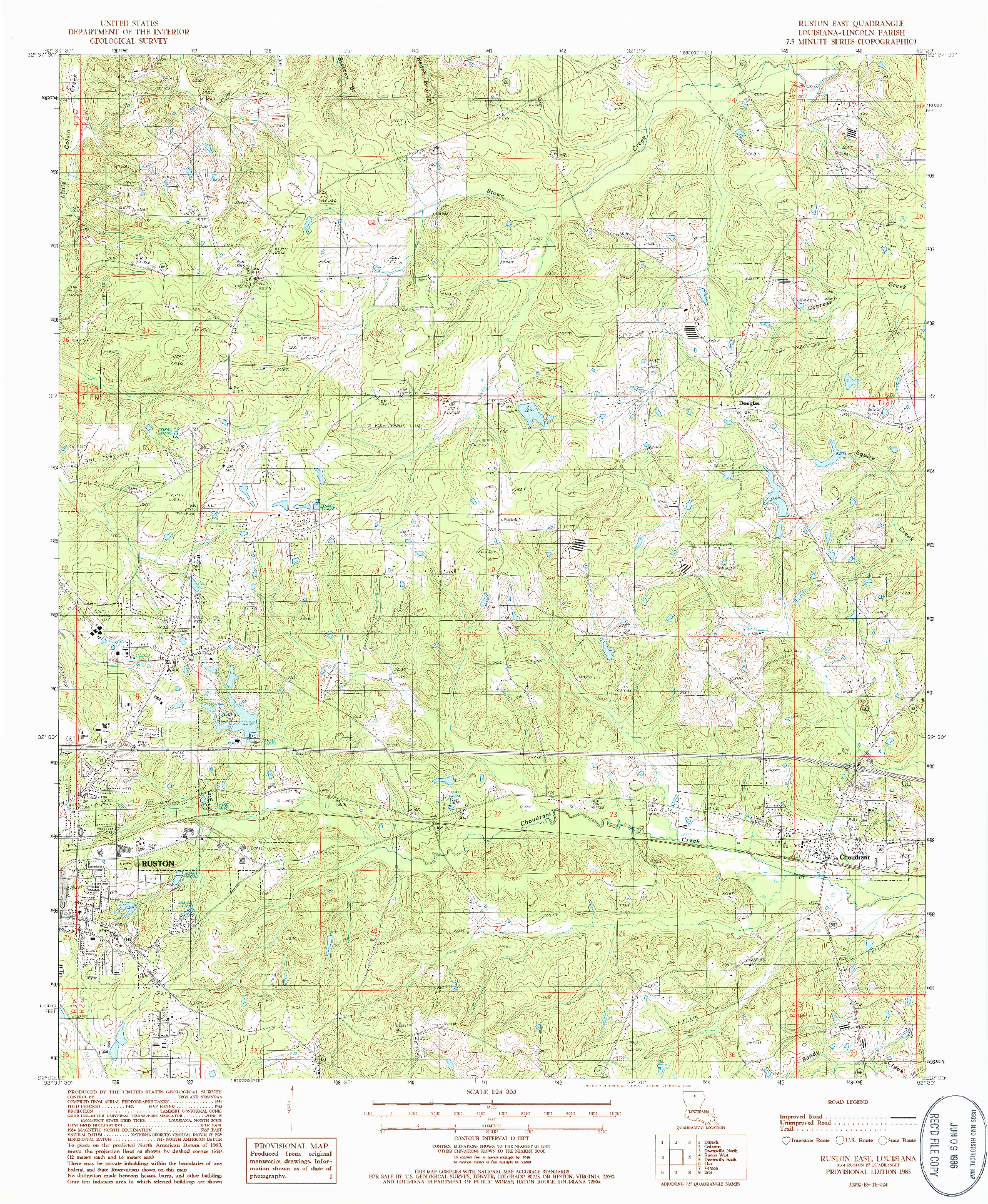 USGS 1:24000-SCALE QUADRANGLE FOR RUSTON EAST, LA 1985