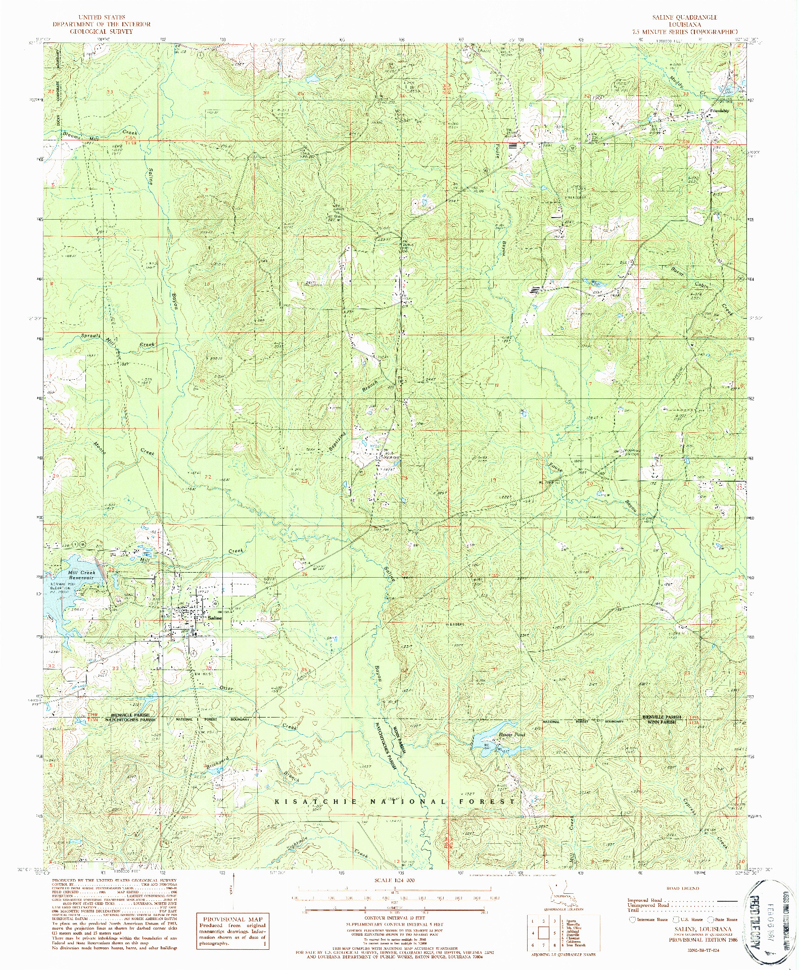 USGS 1:24000-SCALE QUADRANGLE FOR SALINE, LA 1986