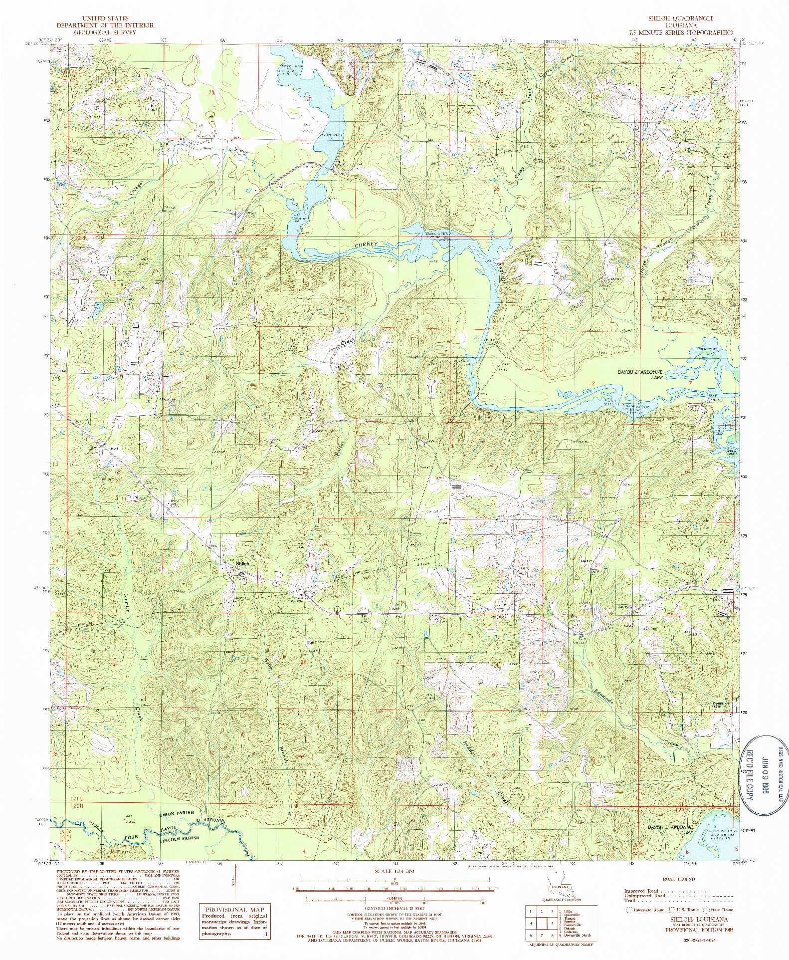 USGS 1:24000-SCALE QUADRANGLE FOR SHILOH, LA 1985