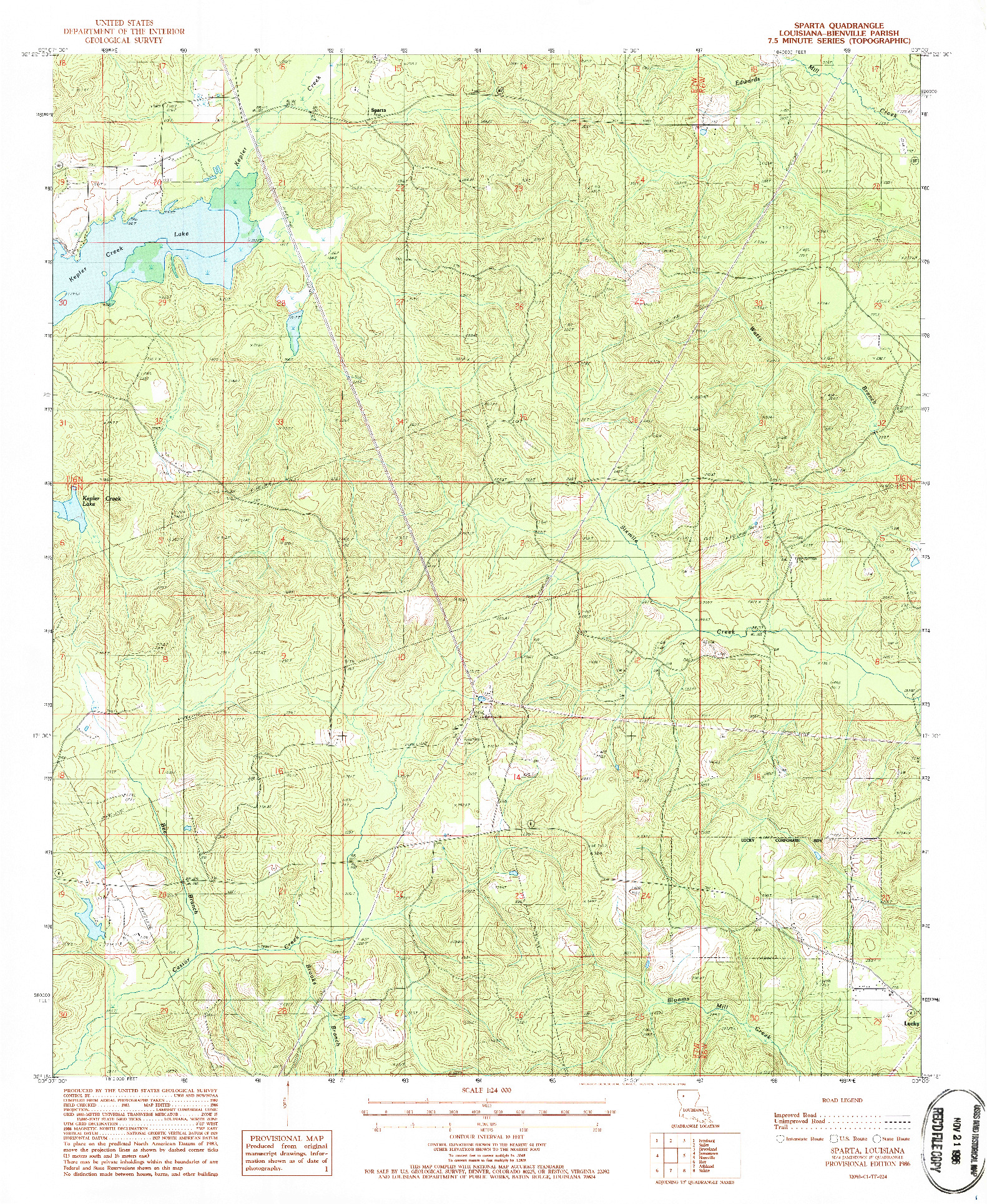 USGS 1:24000-SCALE QUADRANGLE FOR SPARTA, LA 1986