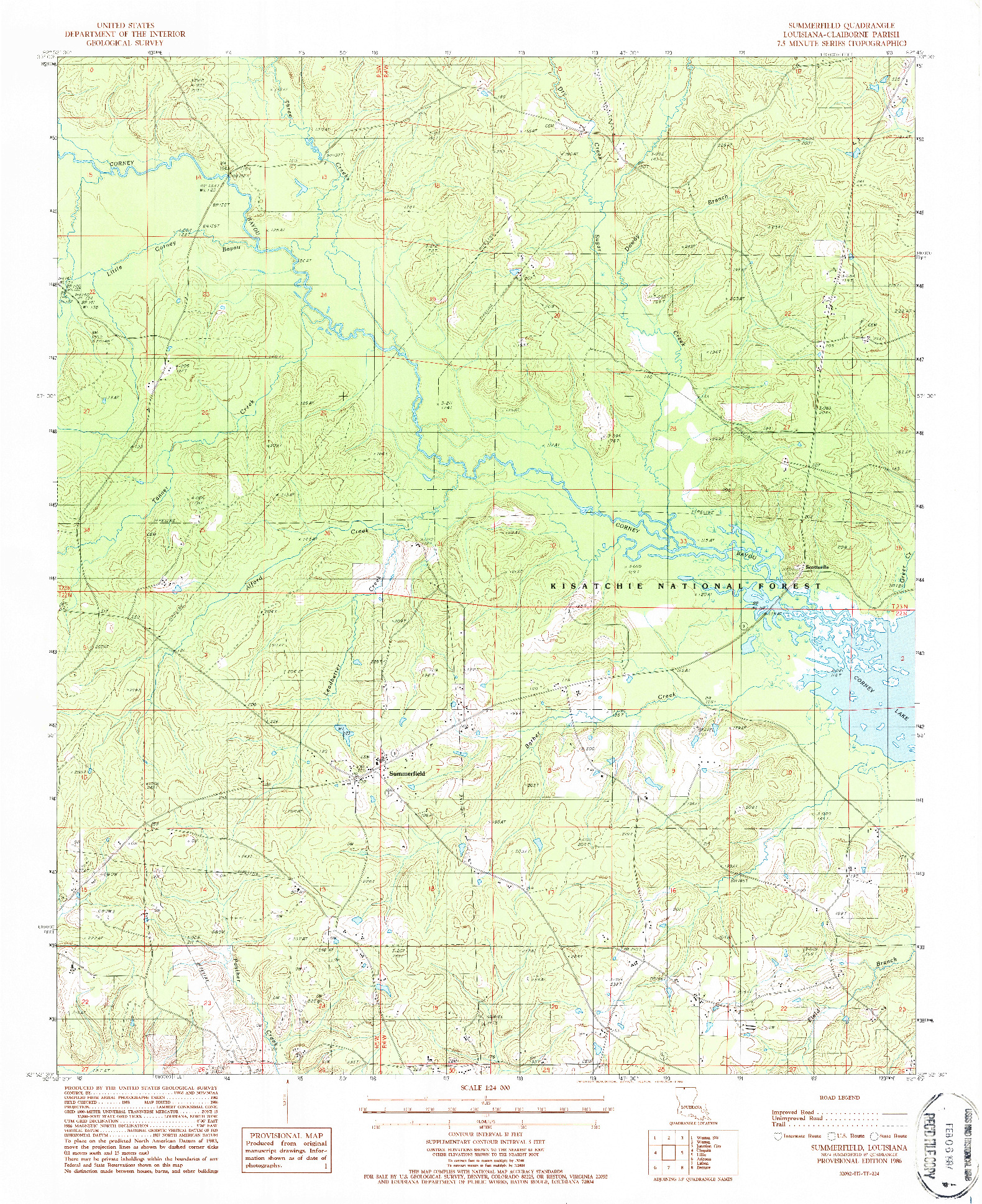 USGS 1:24000-SCALE QUADRANGLE FOR SUMMERFIELD, LA 1986