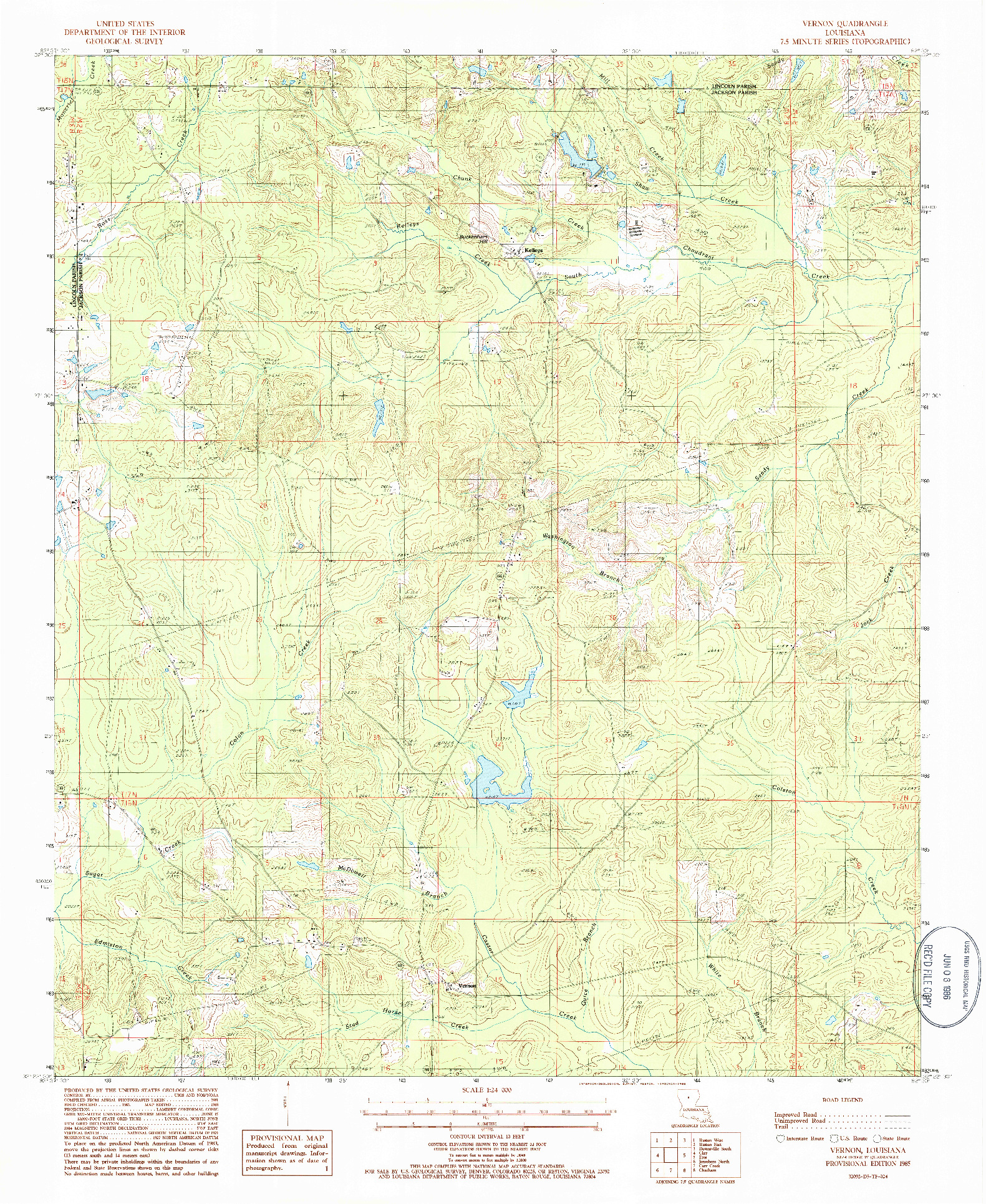 USGS 1:24000-SCALE QUADRANGLE FOR VERNON, LA 1985