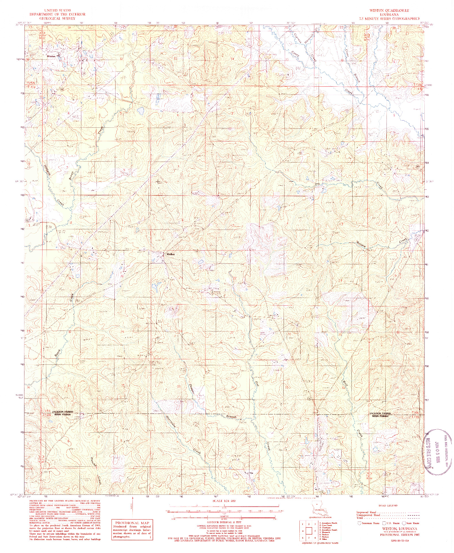 USGS 1:24000-SCALE QUADRANGLE FOR WESTON, LA 1985