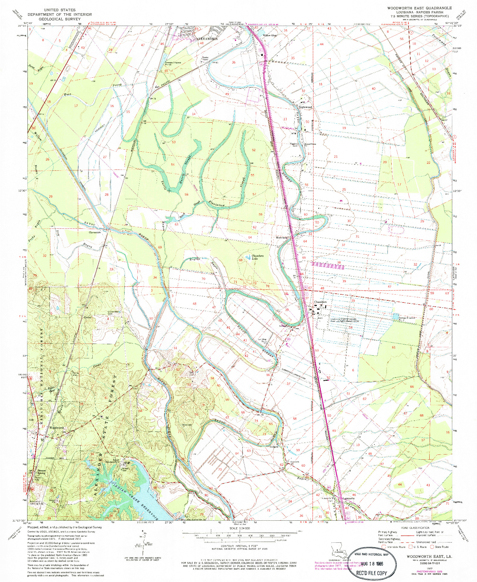 USGS 1:24000-SCALE QUADRANGLE FOR WOODWORTH EAST, LA 1972