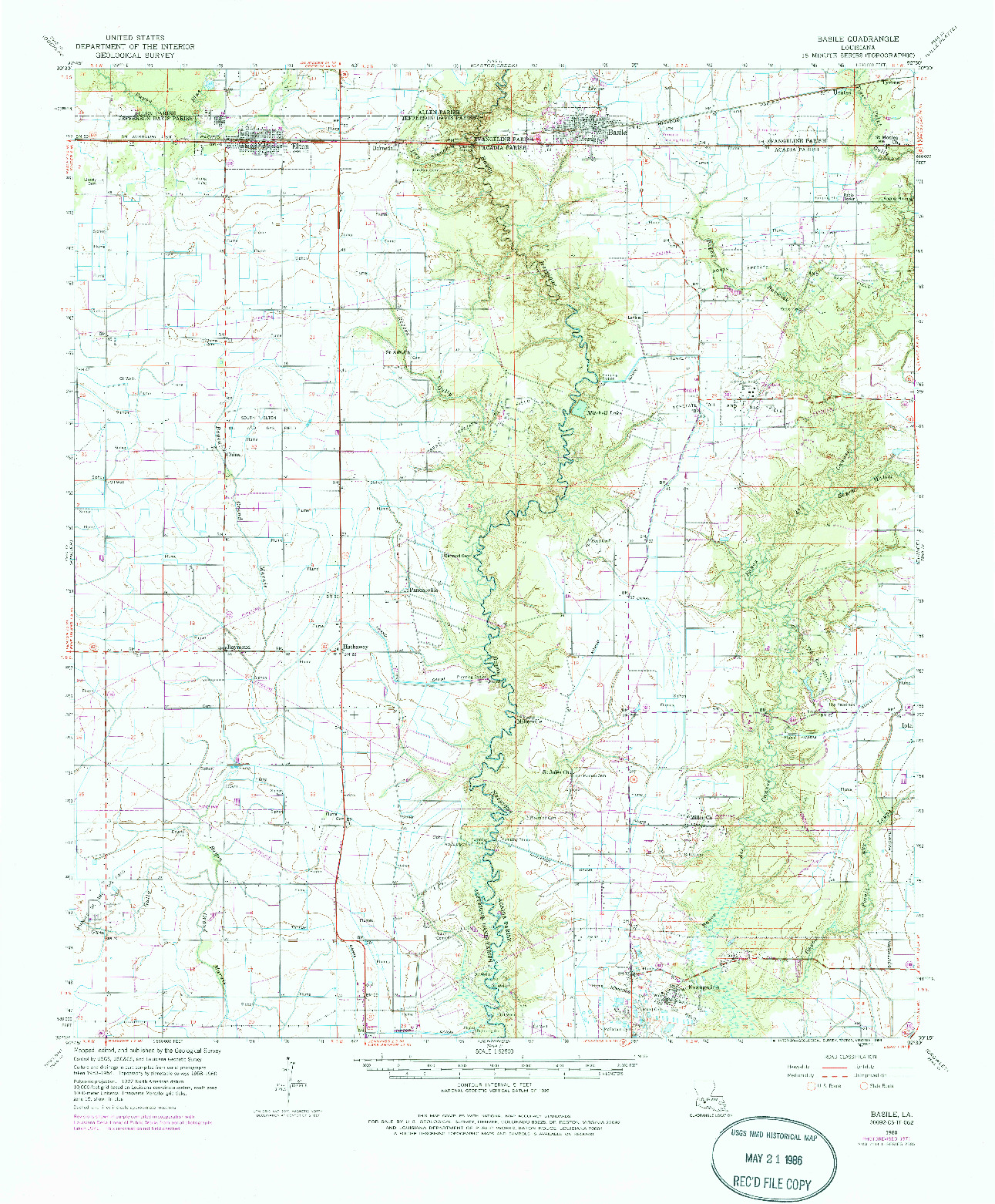 USGS 1:62500-SCALE QUADRANGLE FOR BASILE, LA 1960