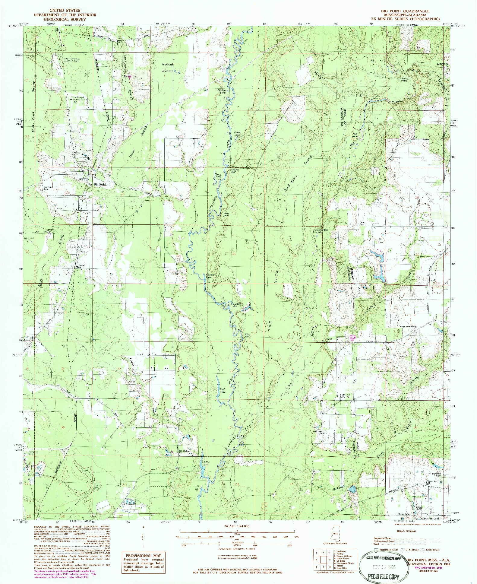 USGS 1:24000-SCALE QUADRANGLE FOR BIG POINT, MS 1982