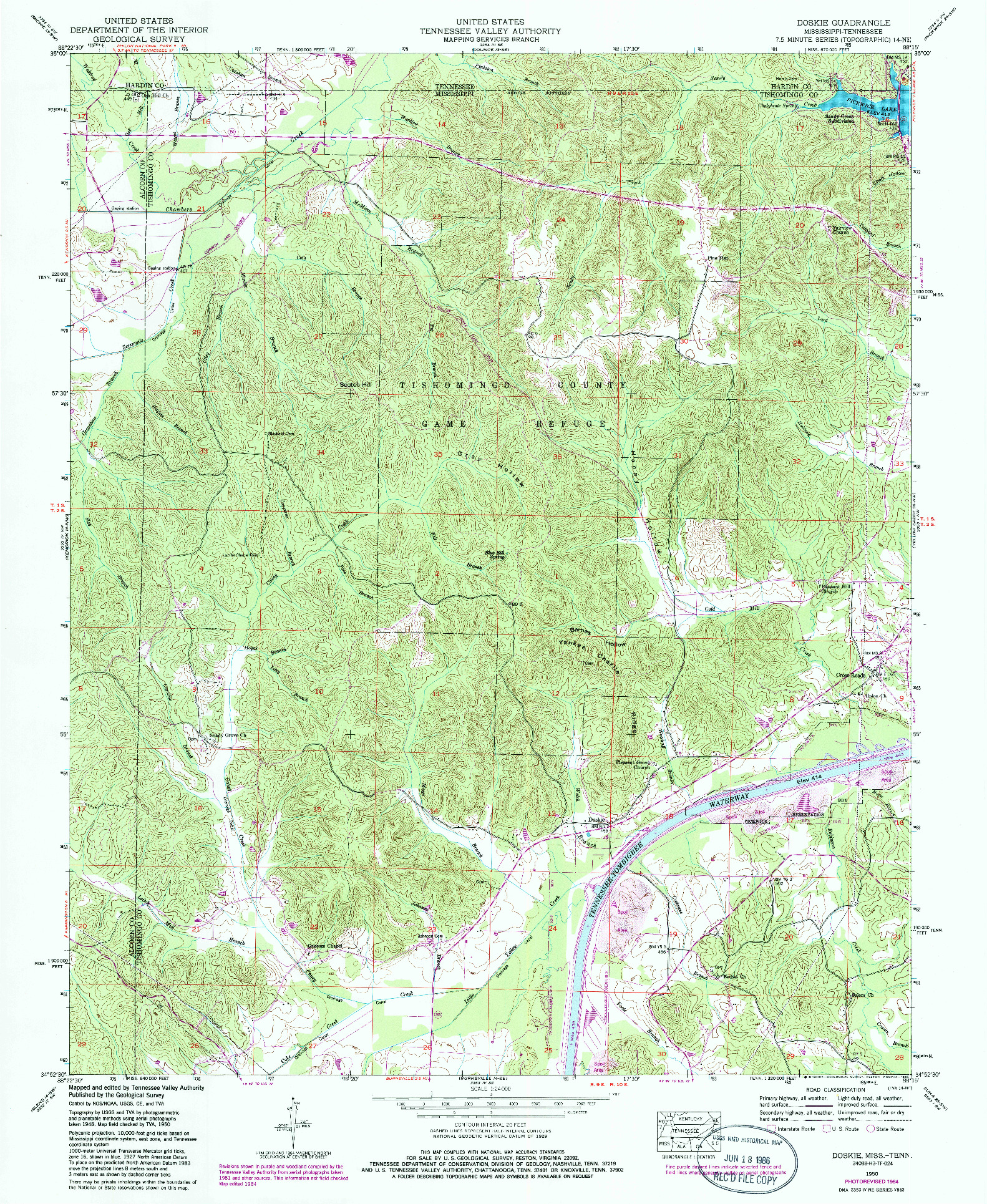 USGS 1:24000-SCALE QUADRANGLE FOR DOSKIE, MS 1950