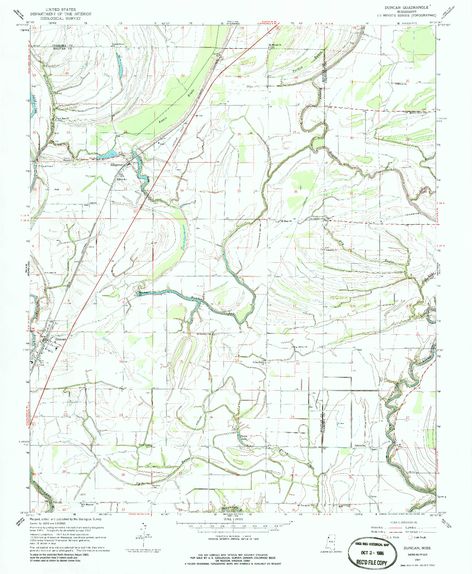 USGS 1:24000-SCALE QUADRANGLE FOR DUNCAN, MS 1967