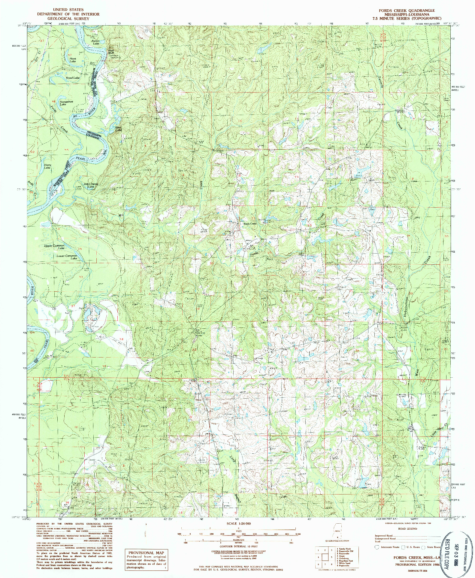 USGS 1:24000-SCALE QUADRANGLE FOR FORDS CREEK, MS 1986