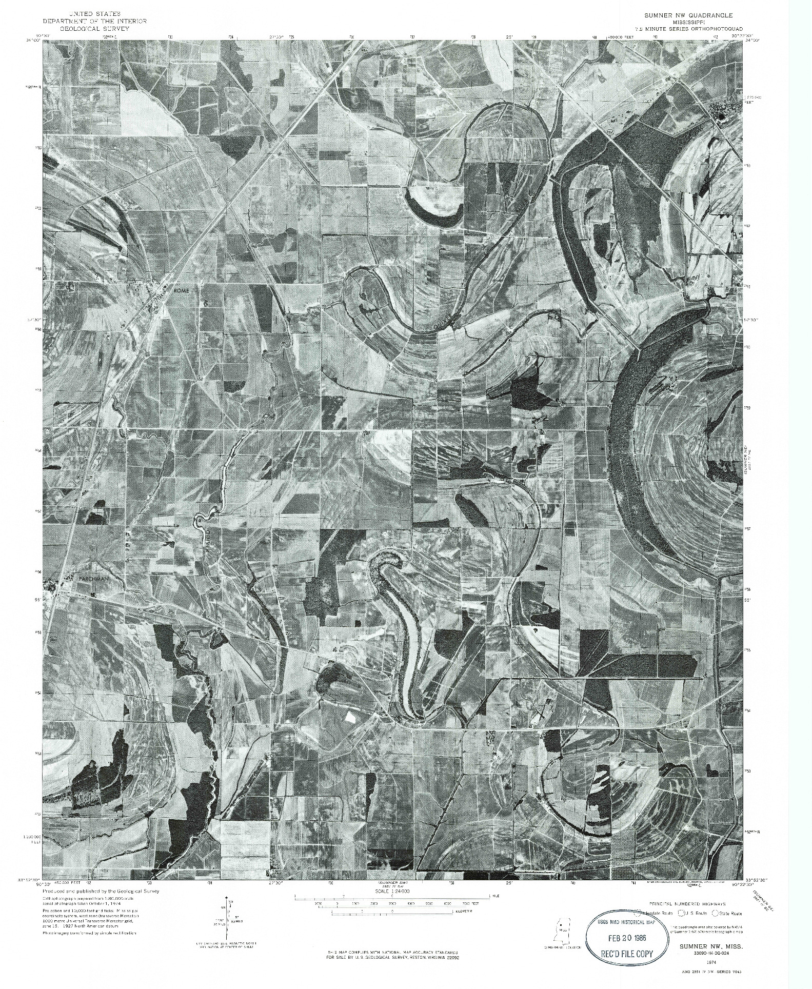 USGS 1:24000-SCALE QUADRANGLE FOR SUMNER NW, MS 1974