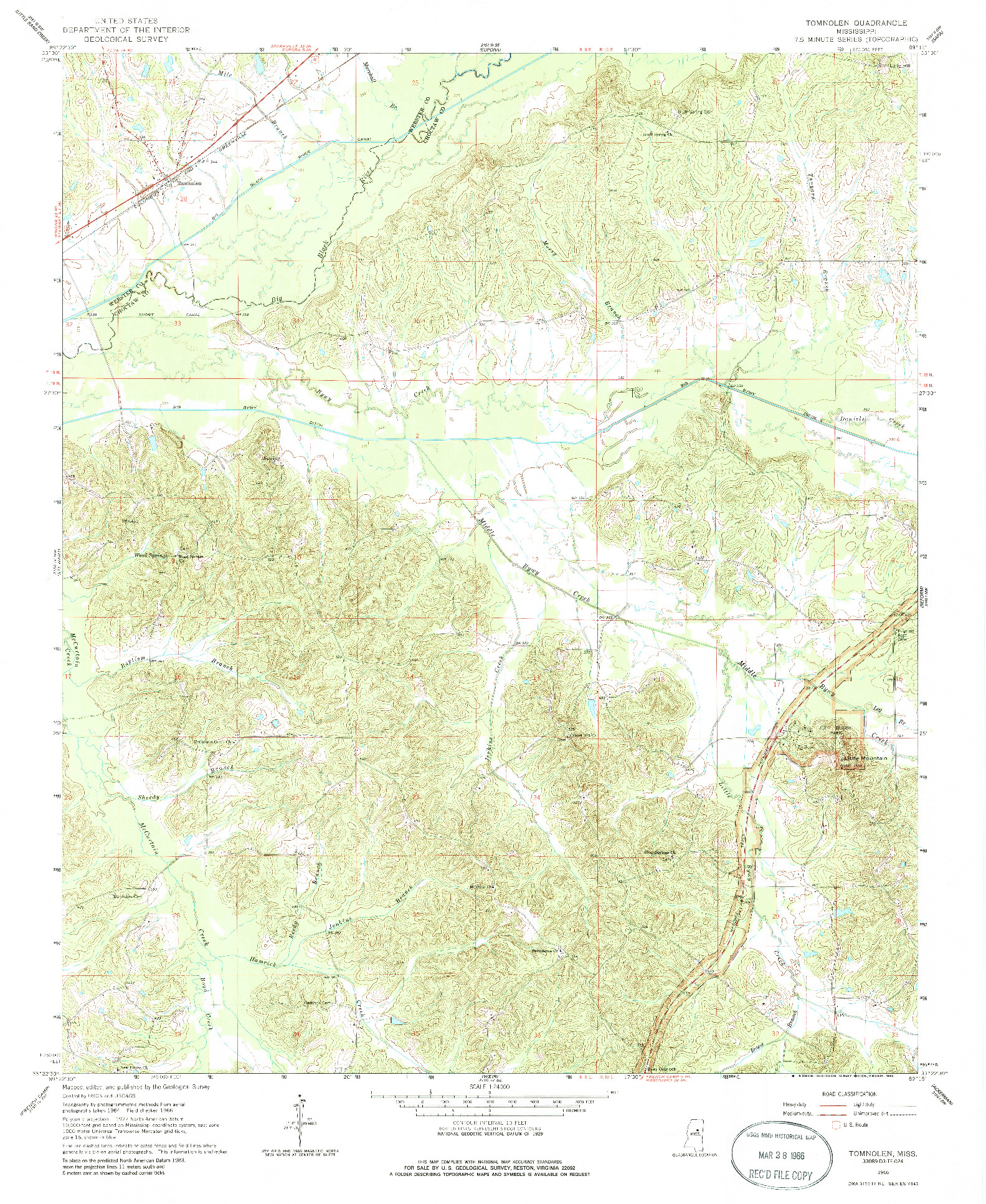 USGS 1:24000-SCALE QUADRANGLE FOR TOMNOLEN, MS 1966