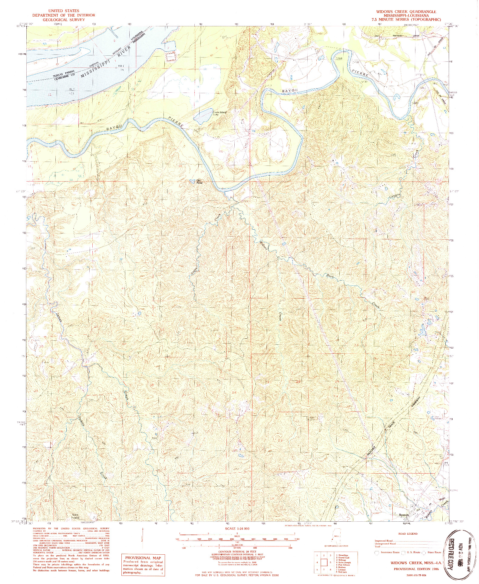 USGS 1:24000-SCALE QUADRANGLE FOR WIDOWS CREEK, MS 1986