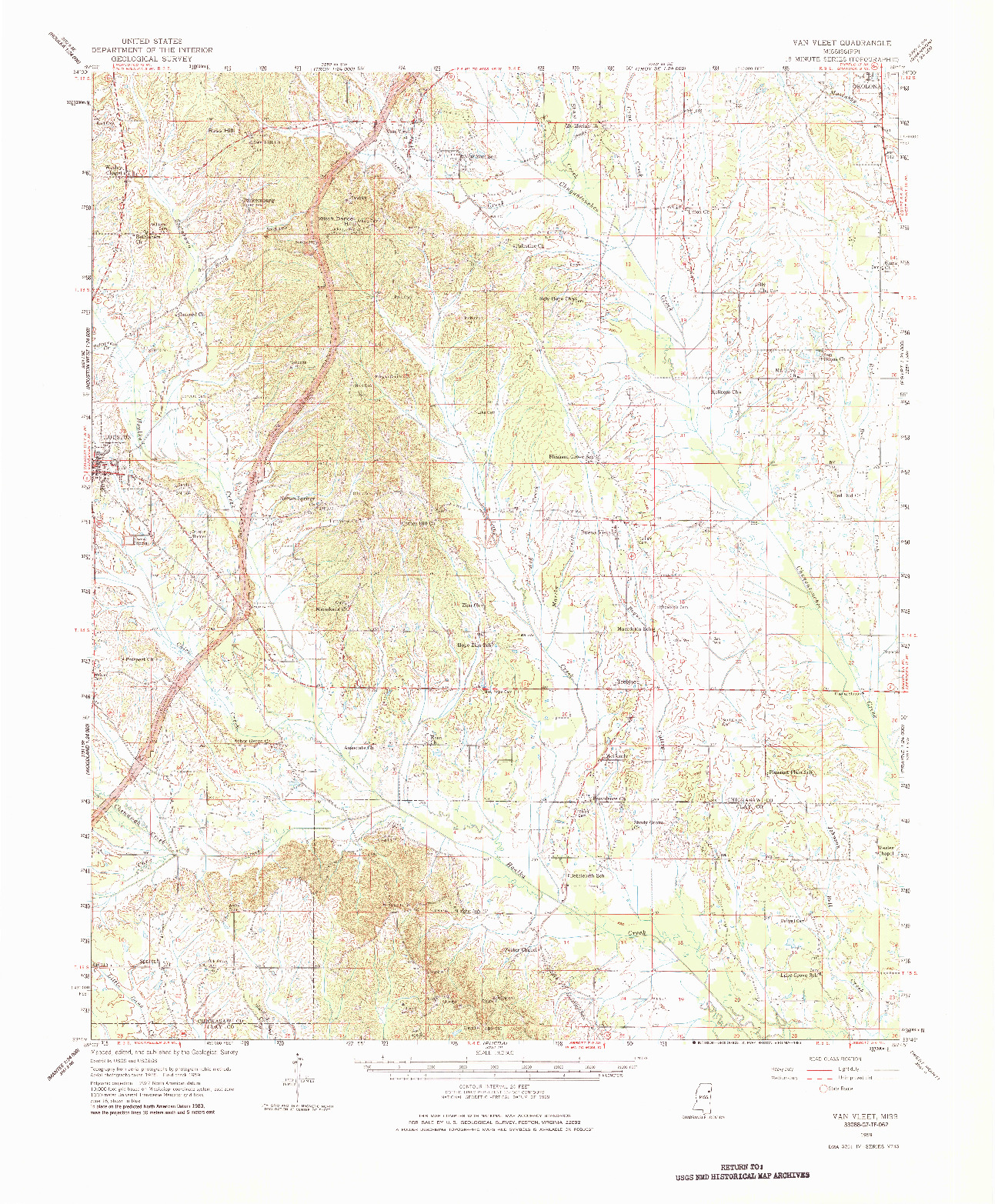 USGS 1:62500-SCALE QUADRANGLE FOR VAN VLEET, MS 1959