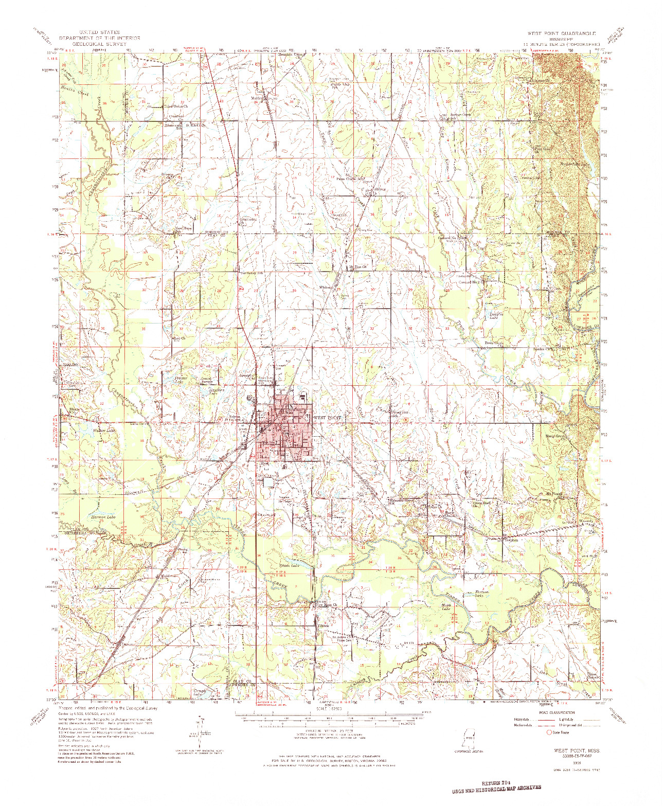 USGS 1:62500-SCALE QUADRANGLE FOR WEST POINT, MS 1959