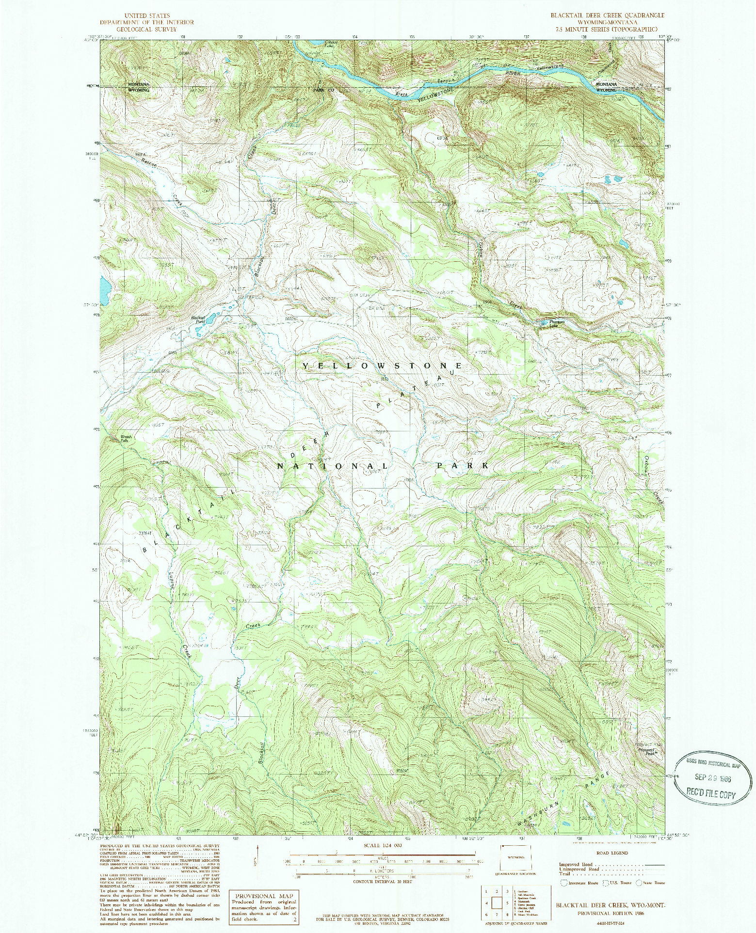 USGS 1:24000-SCALE QUADRANGLE FOR BLACKTAIL DEER CREEK, WY 1986