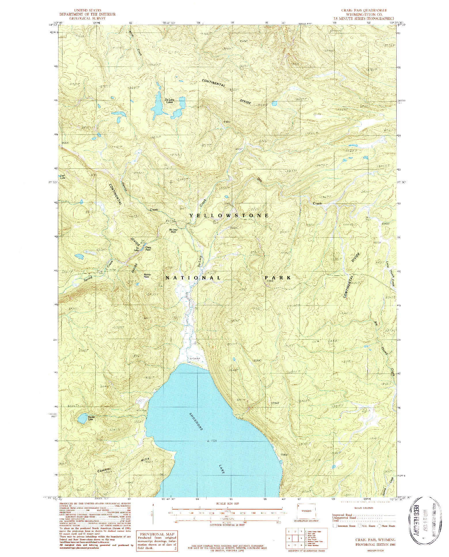 USGS 1:24000-SCALE QUADRANGLE FOR CRAIG PASS, WY 1986