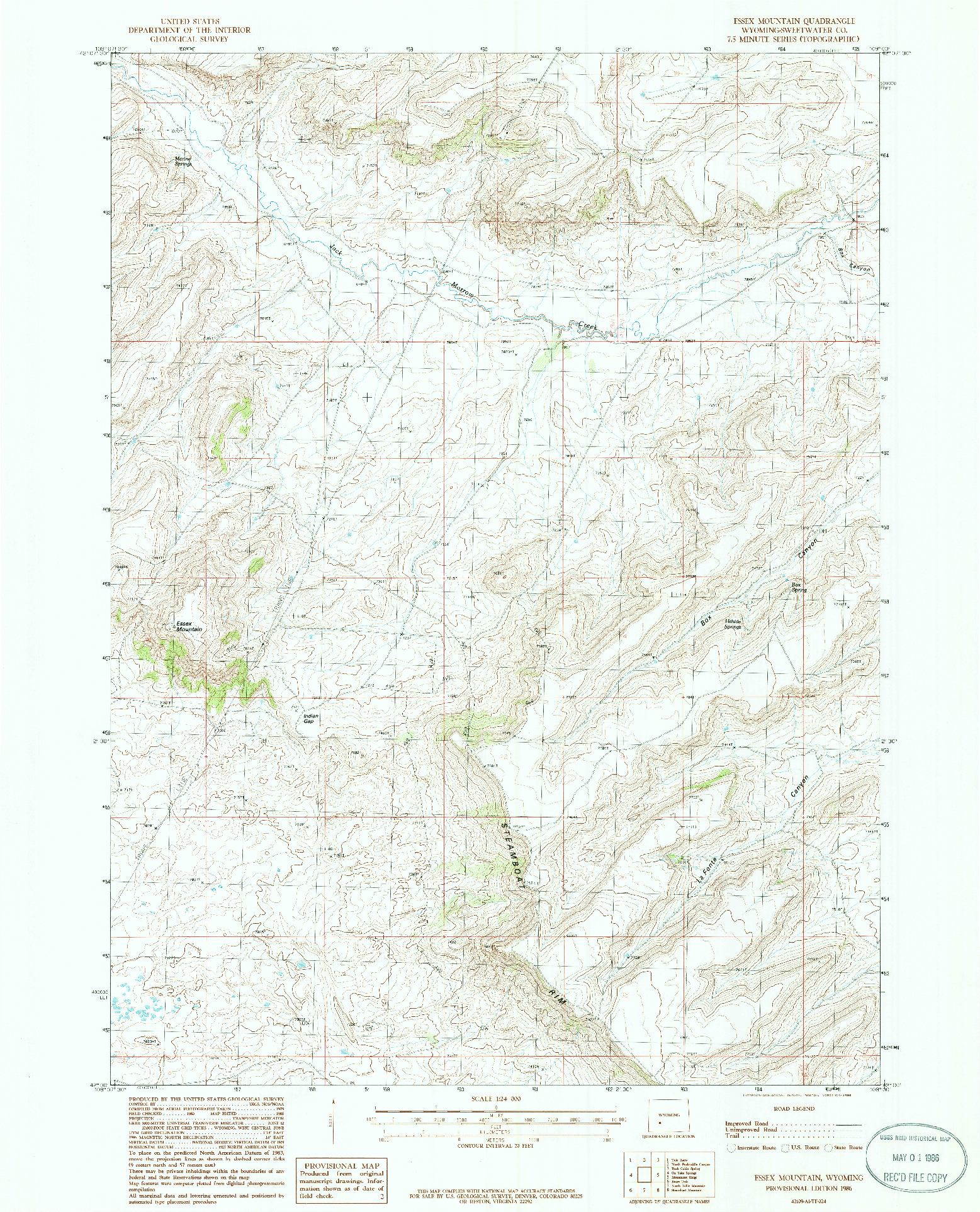 USGS 1:24000-SCALE QUADRANGLE FOR ESSEX MOUNTAIN, WY 1986