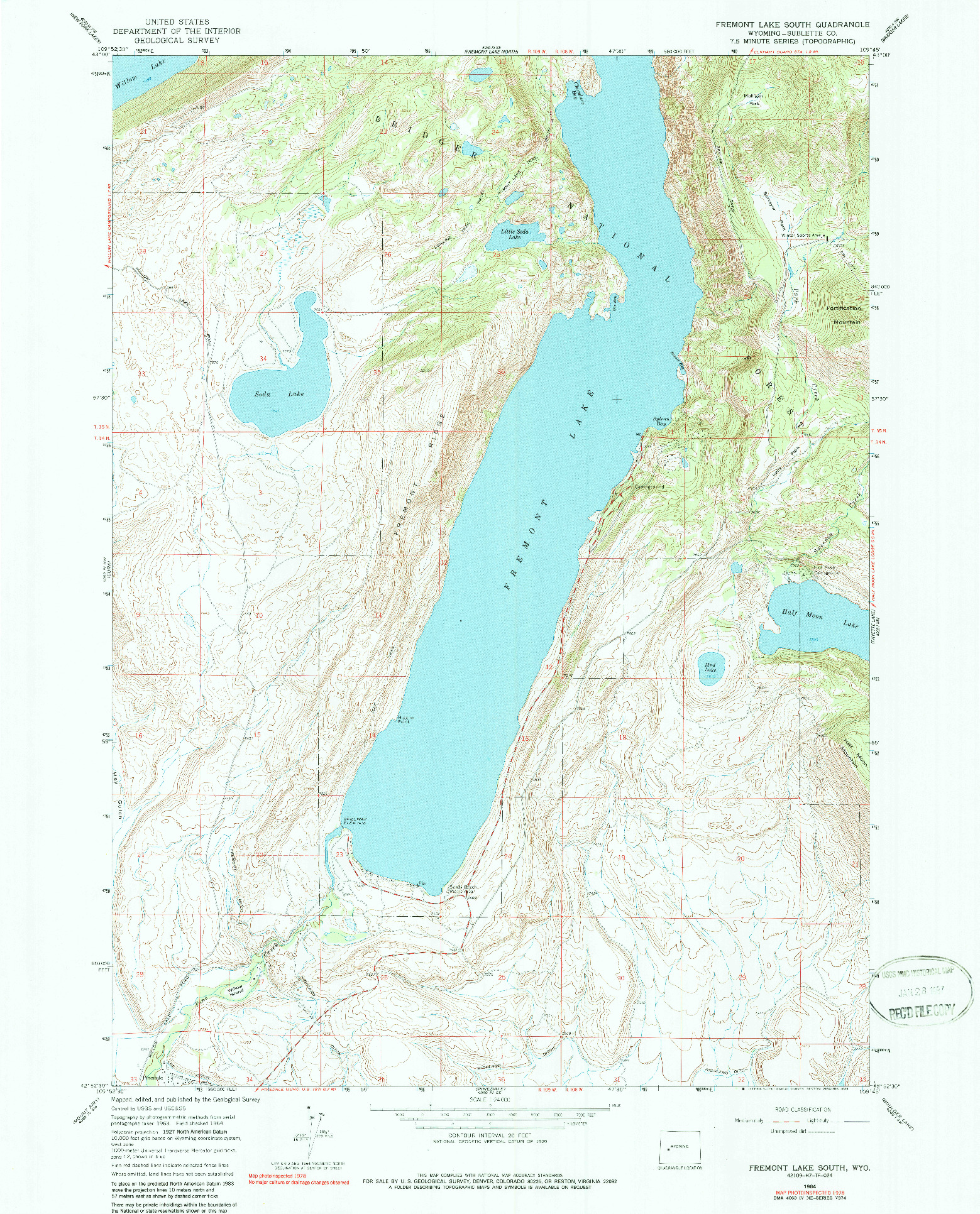 USGS 1:24000-SCALE QUADRANGLE FOR FREMONT LAKE SOUTH, WY 1964