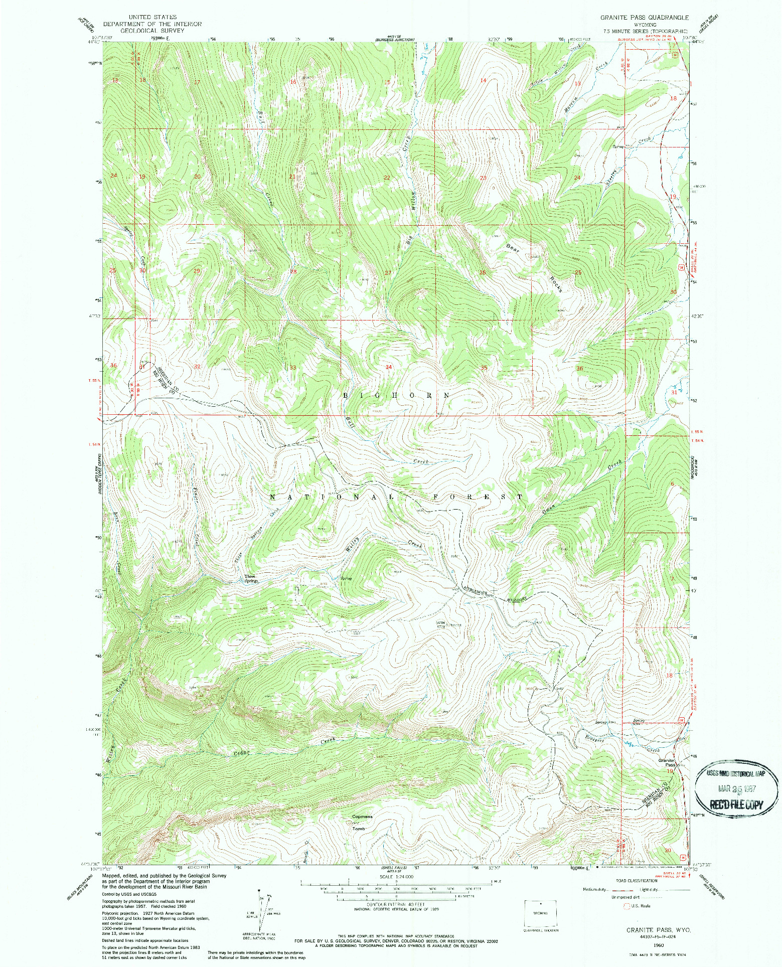 USGS 1:24000-SCALE QUADRANGLE FOR GRANITE PASS, WY 1960