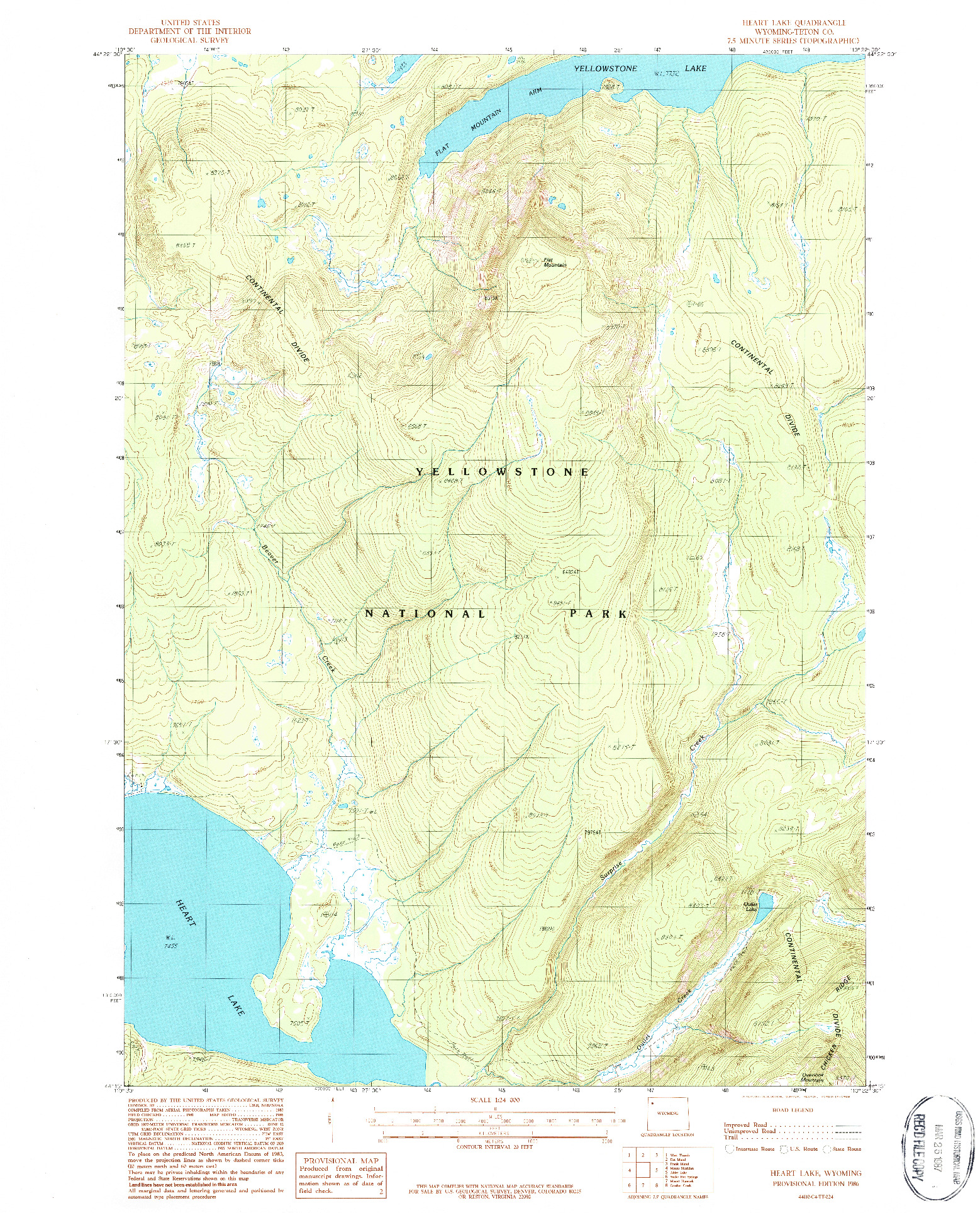 USGS 1:24000-SCALE QUADRANGLE FOR HEART LAKE, WY 1986