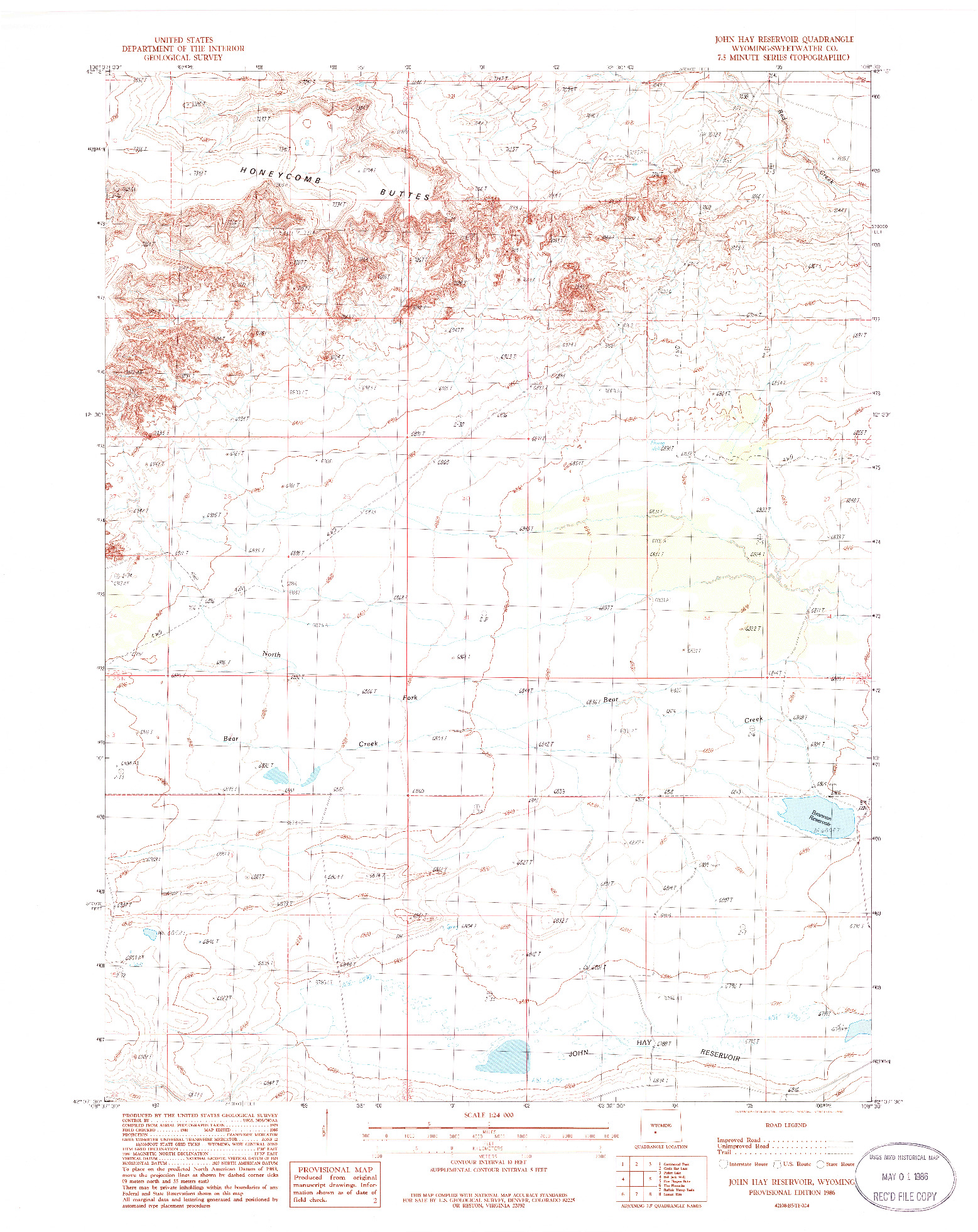 USGS 1:24000-SCALE QUADRANGLE FOR JOHN HAY RESERVOIR, WY 1986