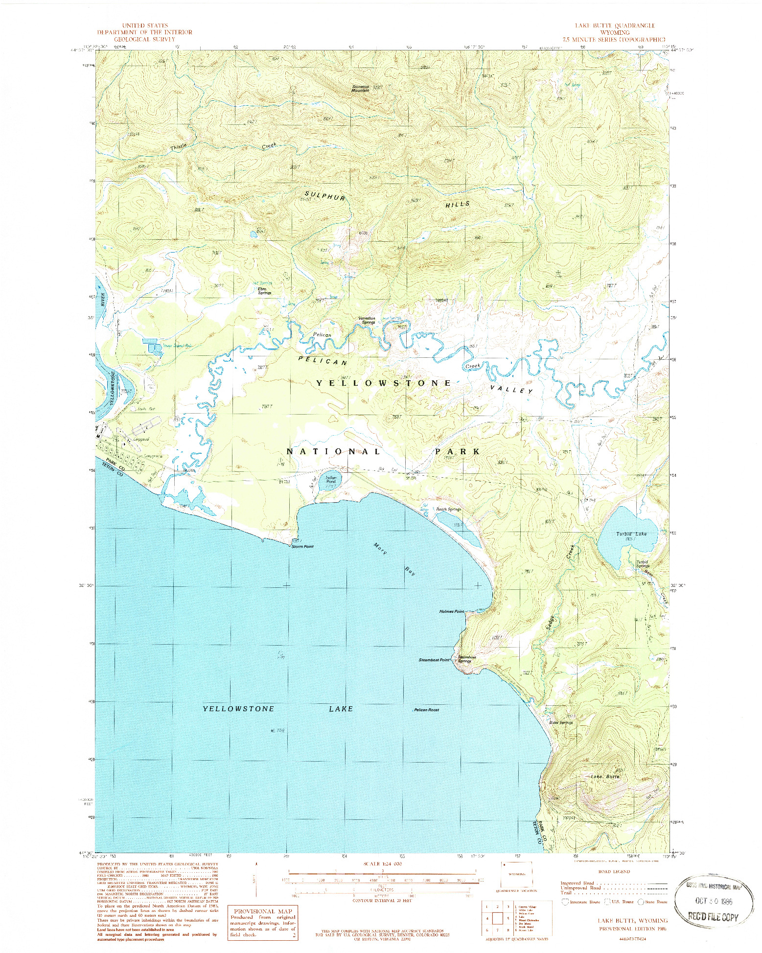 USGS 1:24000-SCALE QUADRANGLE FOR LAKE BUTTE, WY 1986