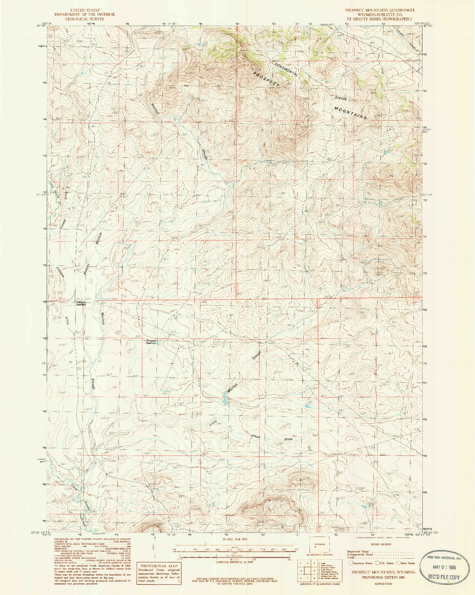 USGS 1:24000-SCALE QUADRANGLE FOR PROSPECT MOUNTAINS, WY 1986