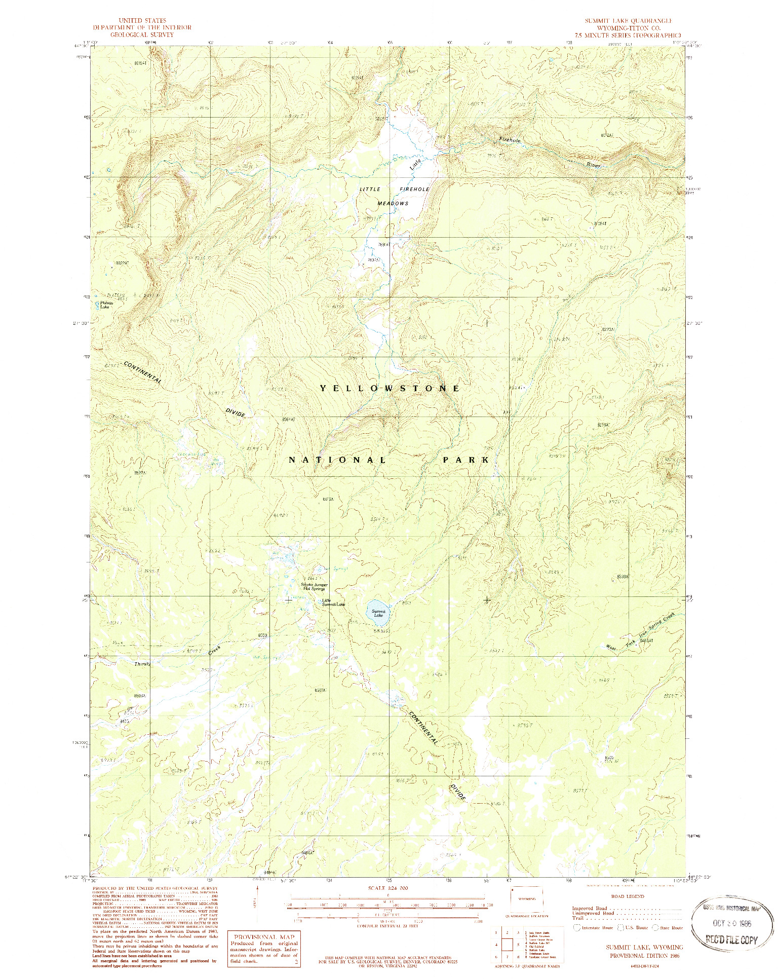 USGS 1:24000-SCALE QUADRANGLE FOR SUMMIT LAKE, WY 1986