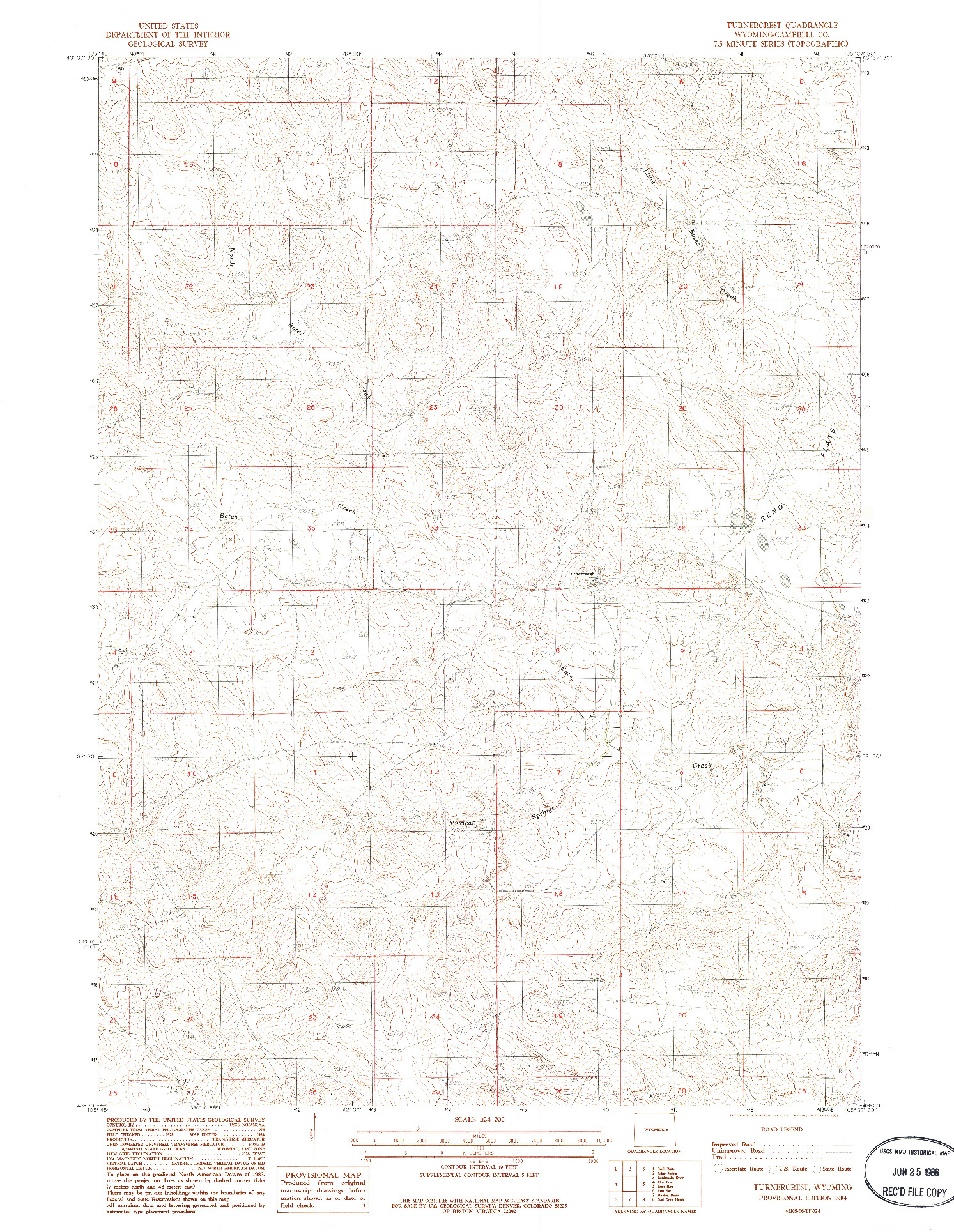 USGS 1:24000-SCALE QUADRANGLE FOR TURNERCREST, WY 1984