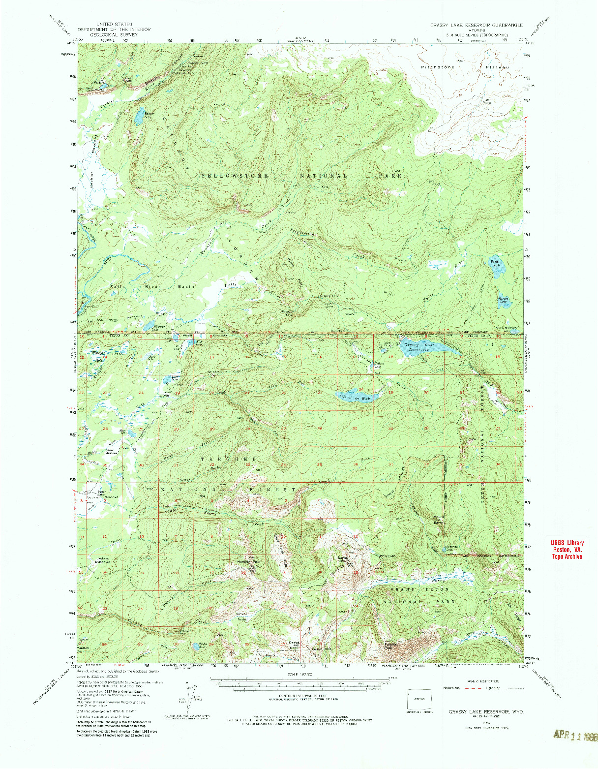USGS 1:62500-SCALE QUADRANGLE FOR GRASSY LAKE RESERVOIR, WY 1956
