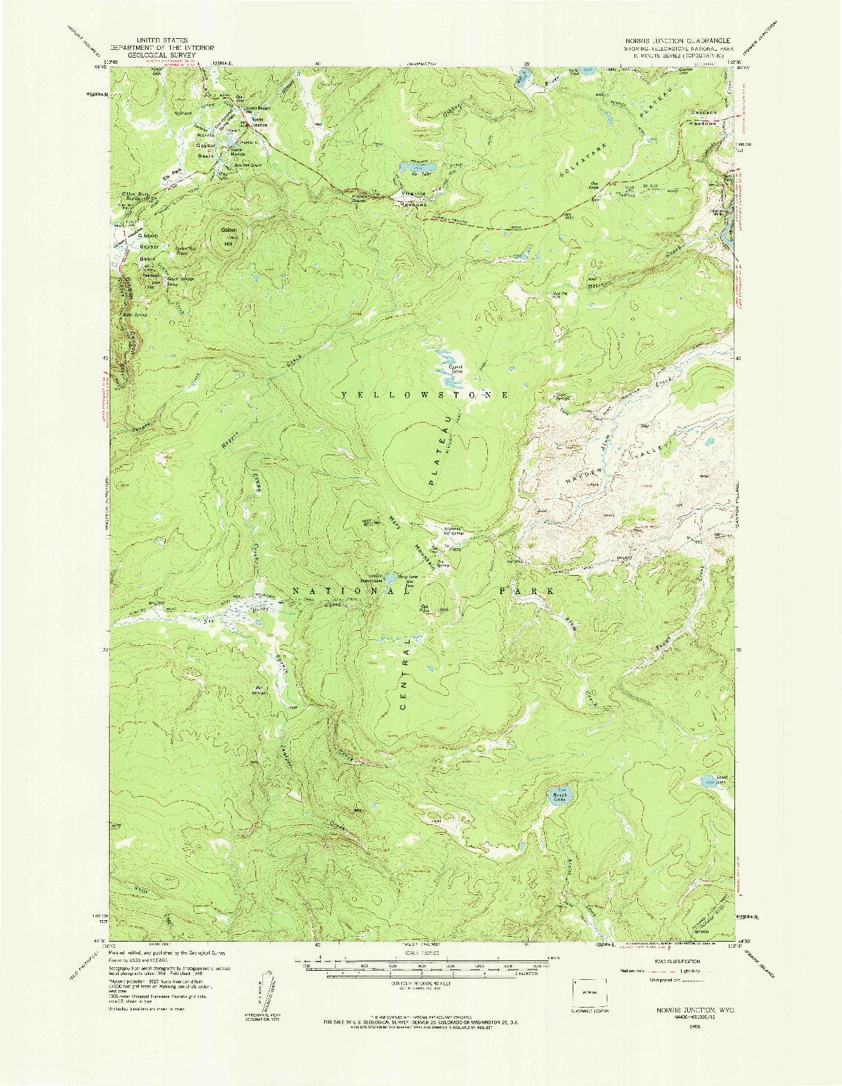 USGS 1:62500-SCALE QUADRANGLE FOR NORRIS JUNCTION, WY 1958