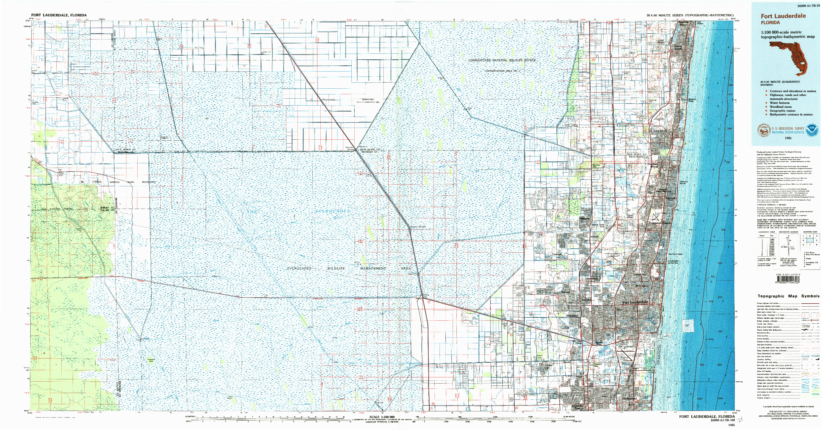 USGS 1:100000-SCALE QUADRANGLE FOR FORT LAUDERDALE, FL 1985