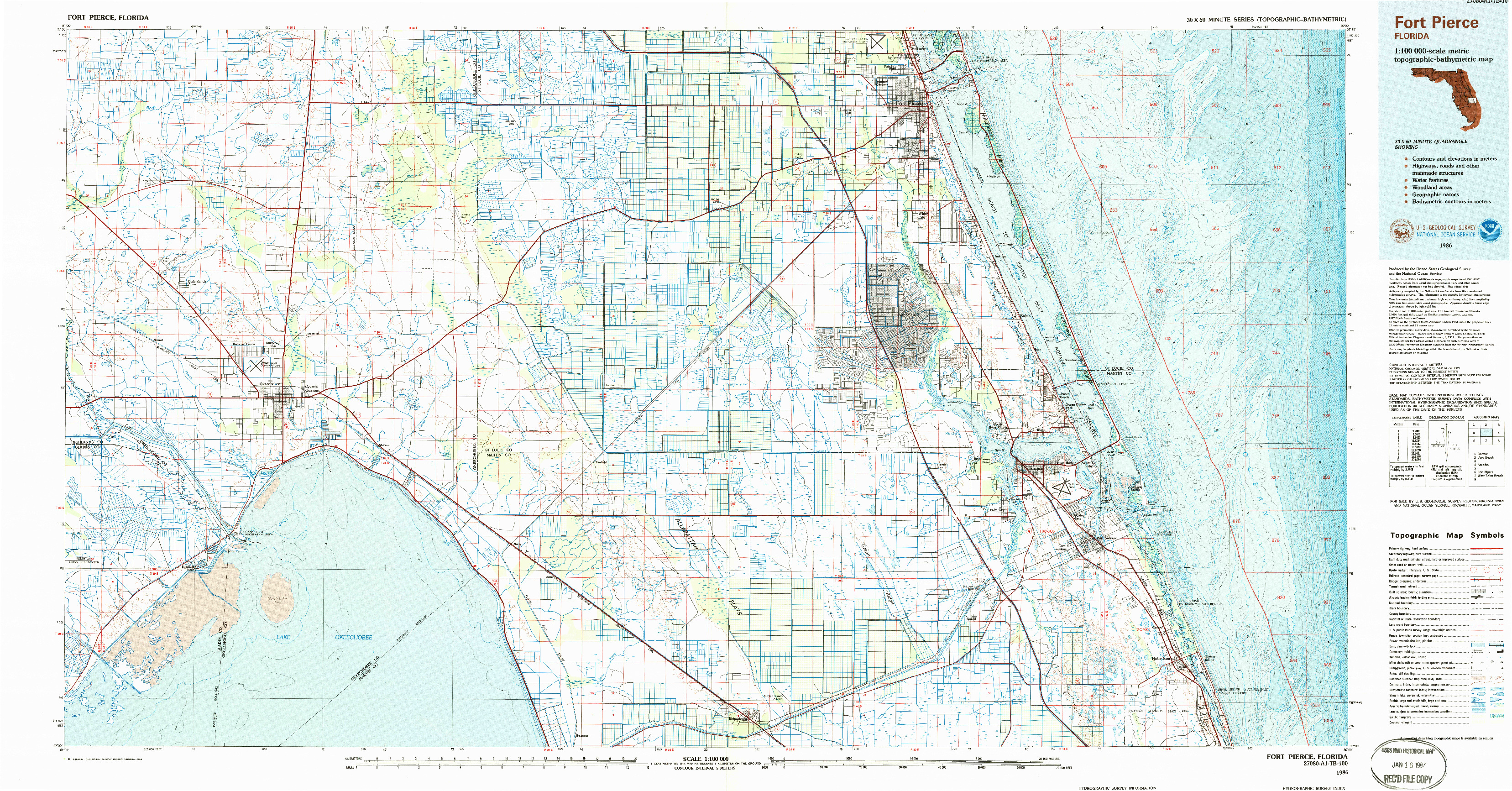 USGS 1:100000-SCALE QUADRANGLE FOR FORT PIERCE, FL 1986