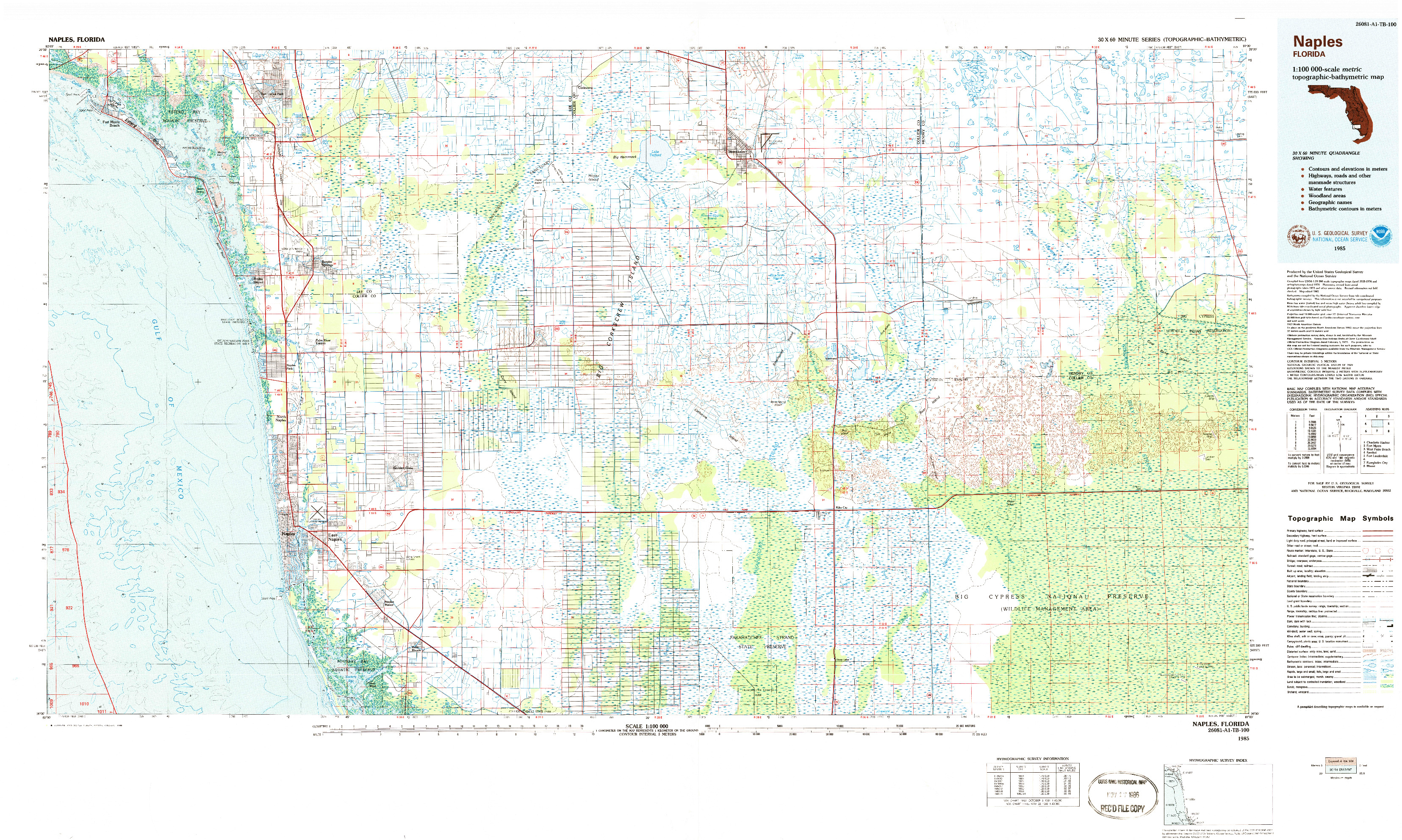 USGS 1:100000-SCALE QUADRANGLE FOR NAPLES, FL 1985