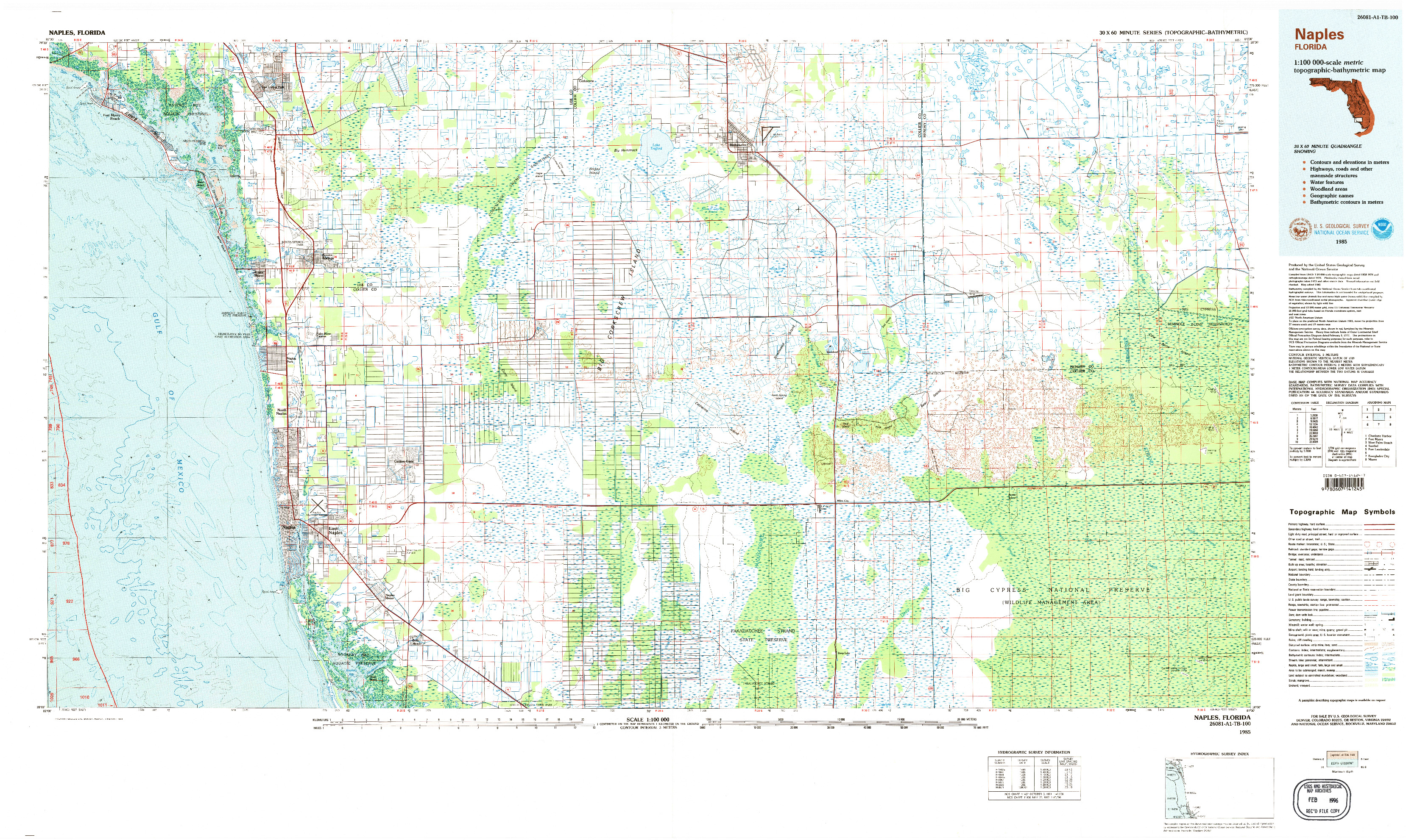 USGS 1:100000-SCALE QUADRANGLE FOR NAPLES, FL 1985