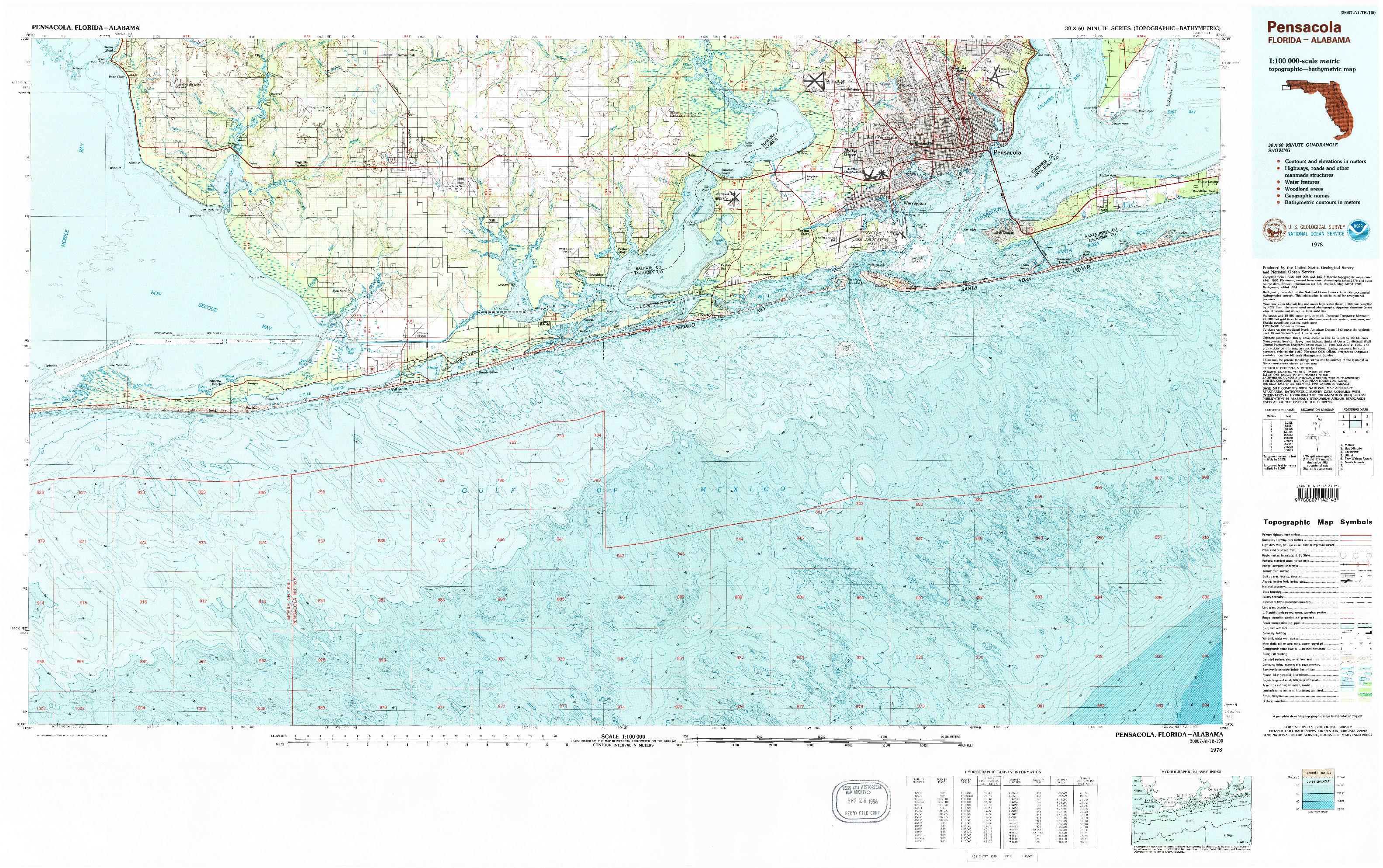 USGS 1:100000-SCALE QUADRANGLE FOR PENSACOLA, FL 1978