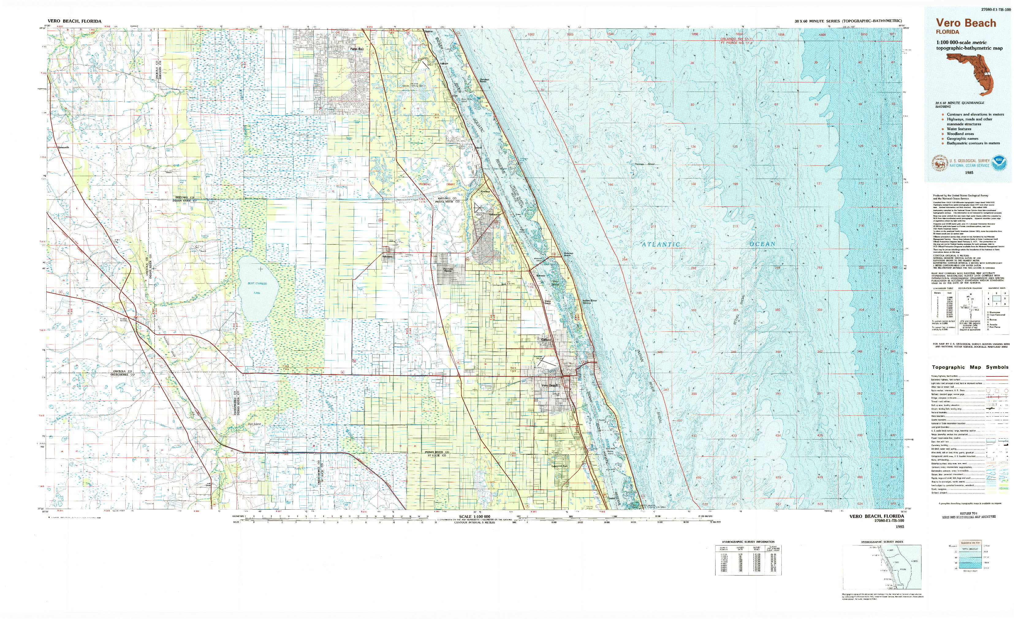 USGS 1:100000-SCALE QUADRANGLE FOR VERO BEACH, FL 1985