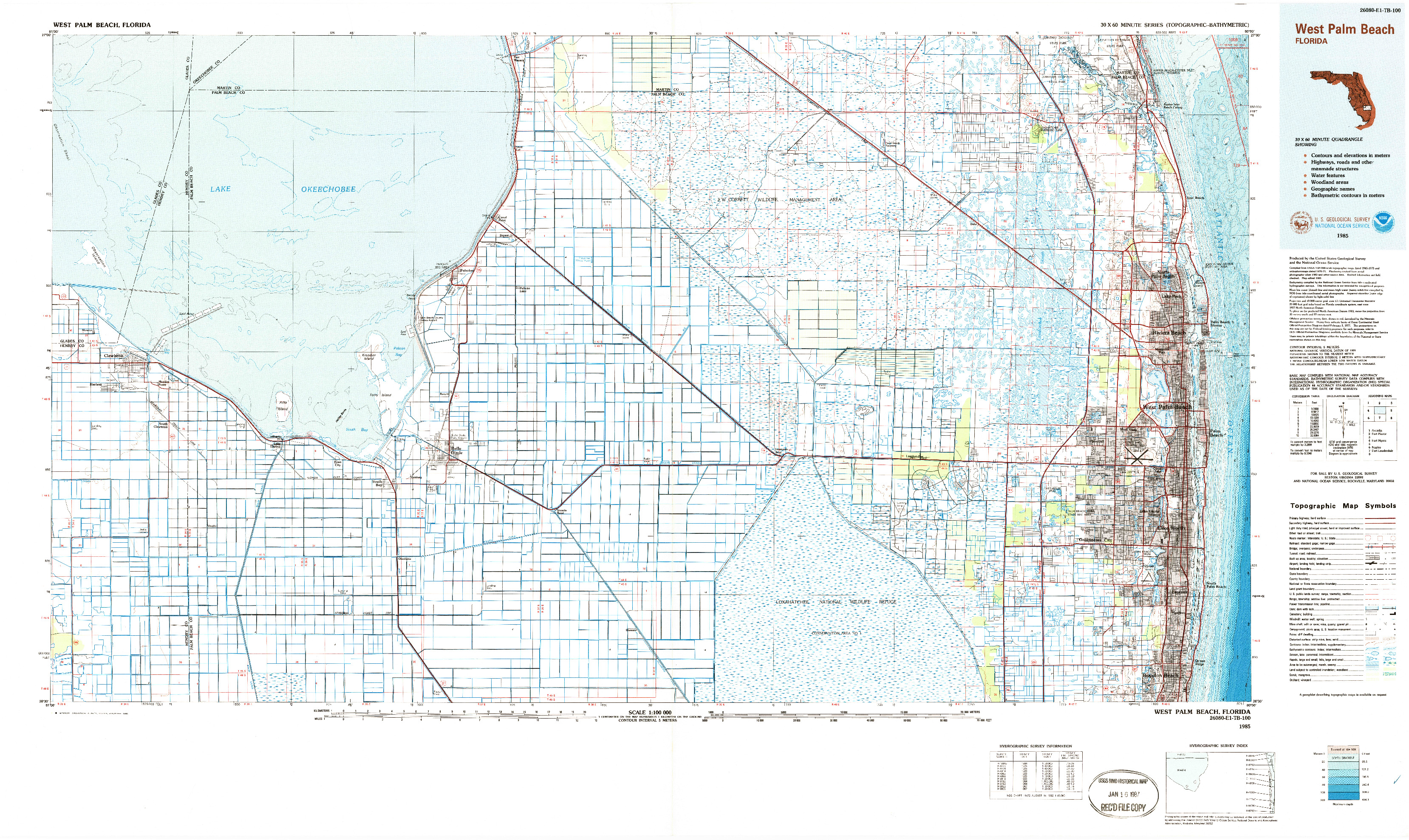 USGS 1:100000-SCALE QUADRANGLE FOR WEST PALM BEACH, FL 1985